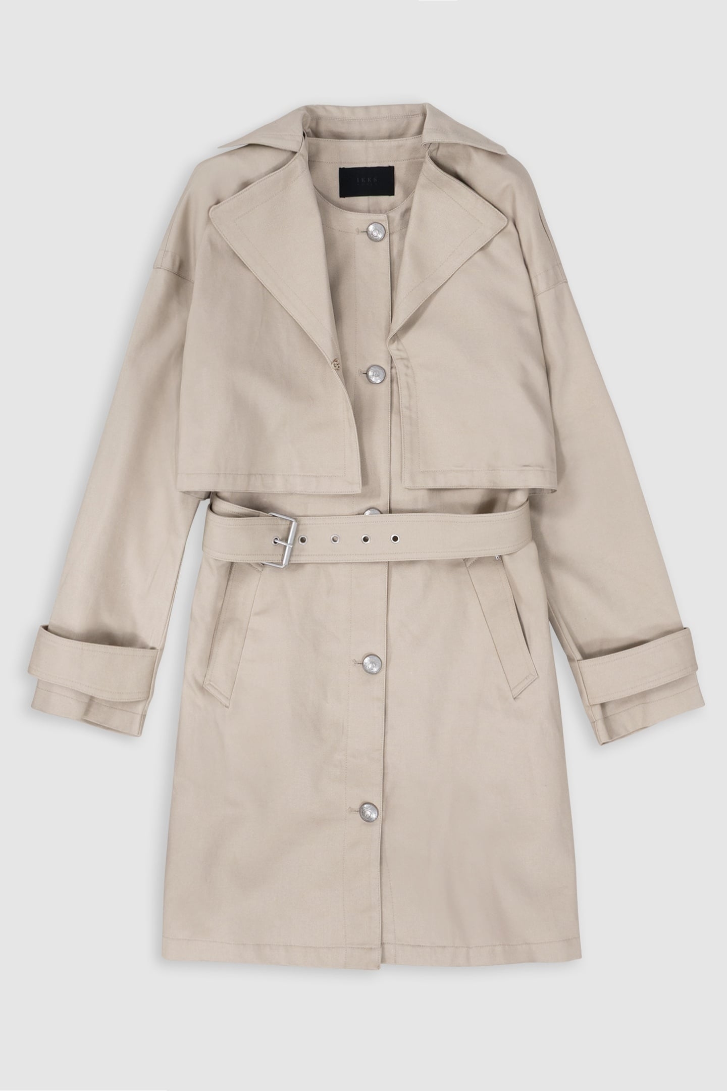BEIGE 2-IN-1 TRENCH COAT WITH REMOVABLE JACKET 7