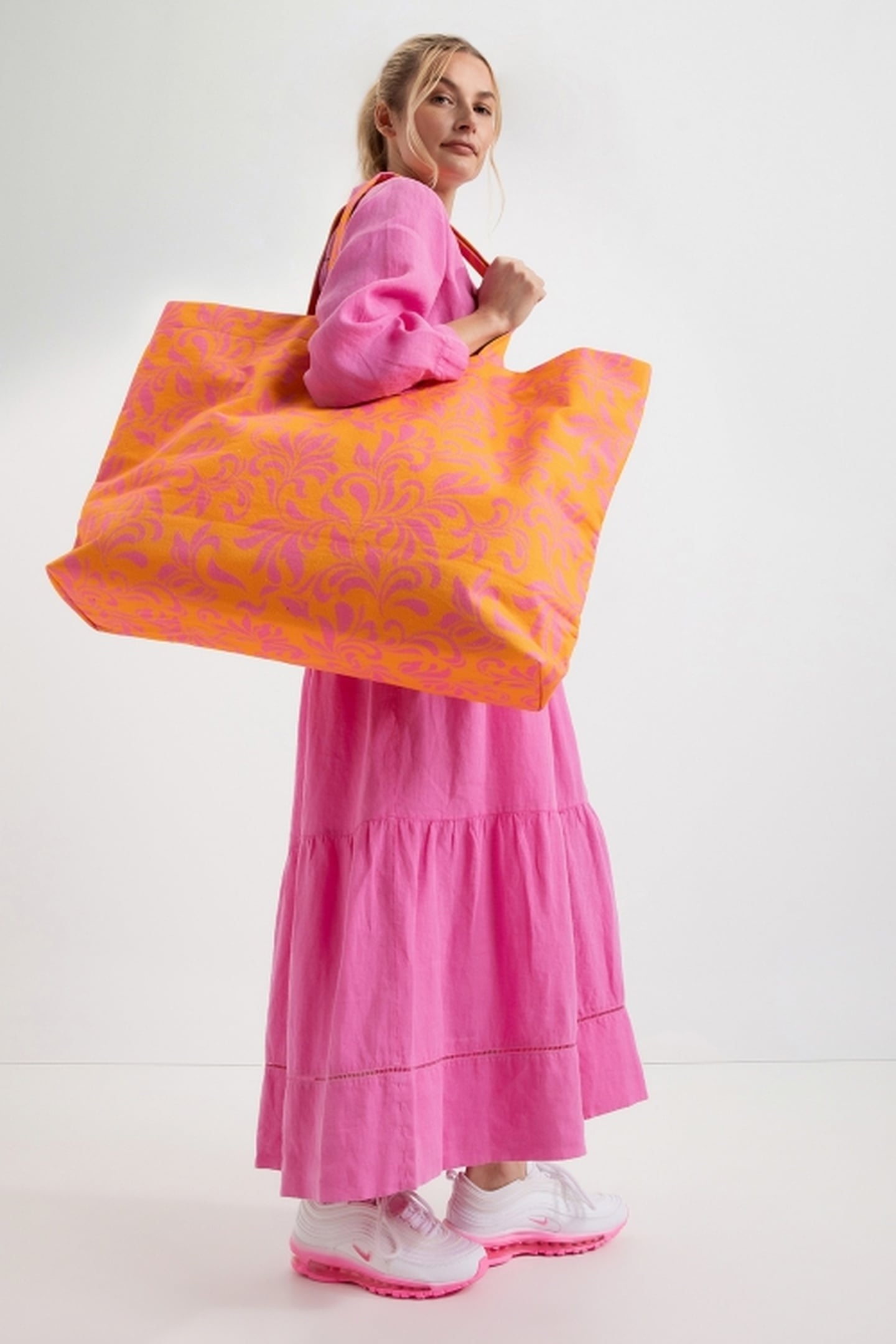 BEACH BAG LIGHT ORANGE PRINT 2