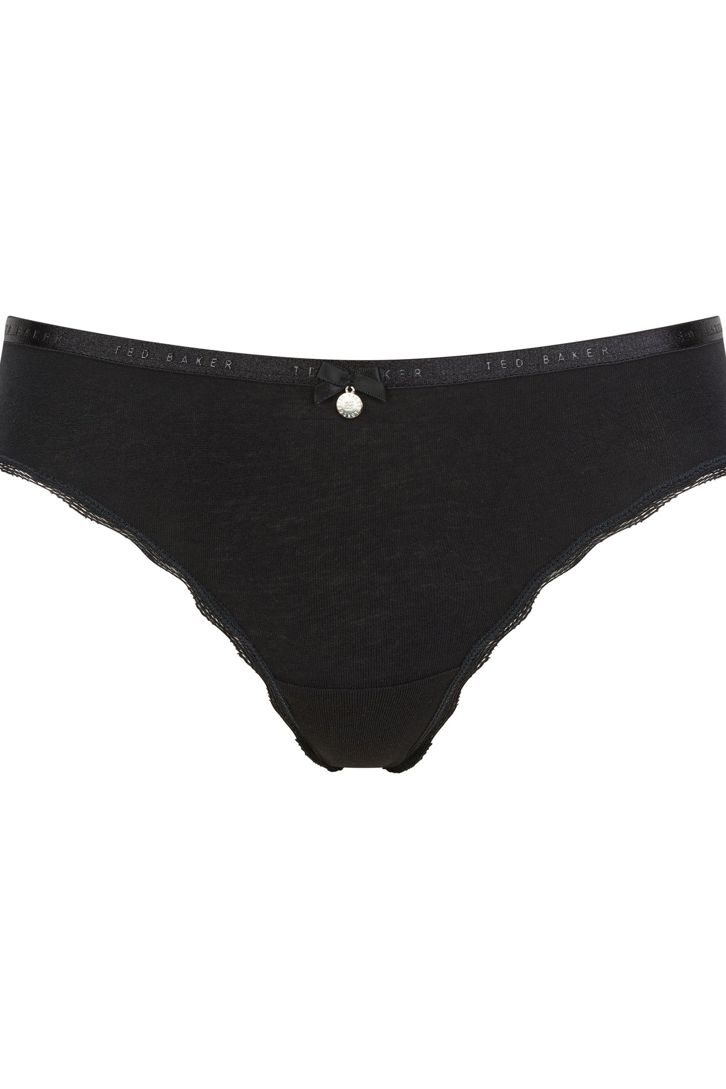 HARRIOT 3PK PLAIN BRIEF WITH LACE TRIM JET BLACK 2