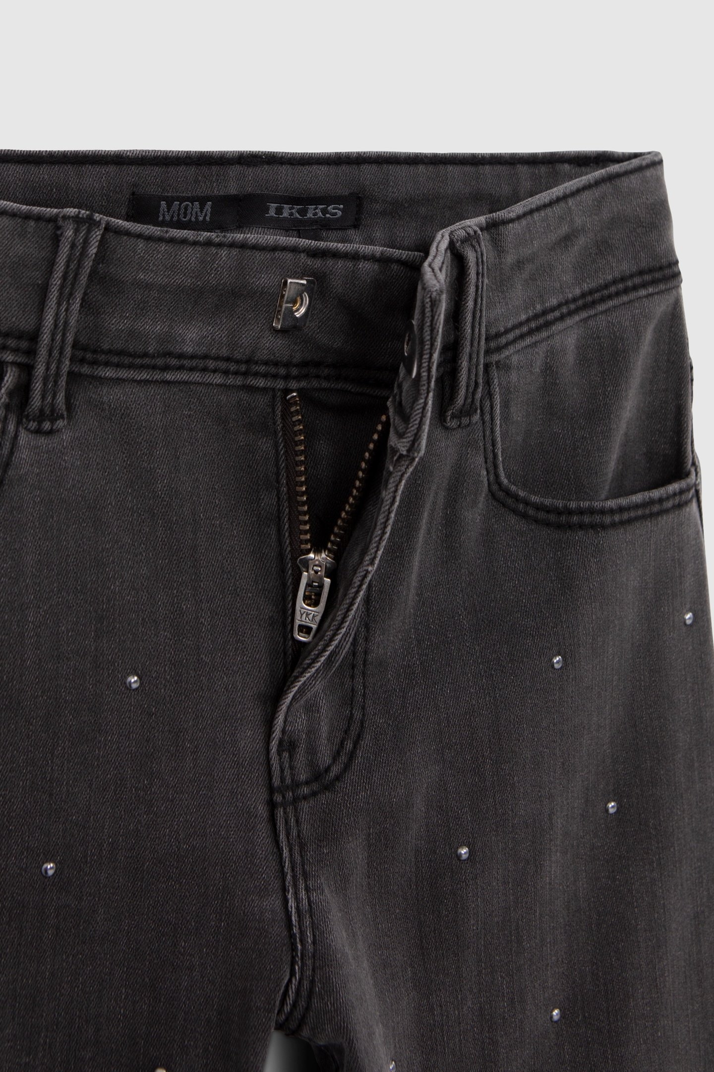 MOM WASHED BLACK JEANS WITH GIRL STUDS 5