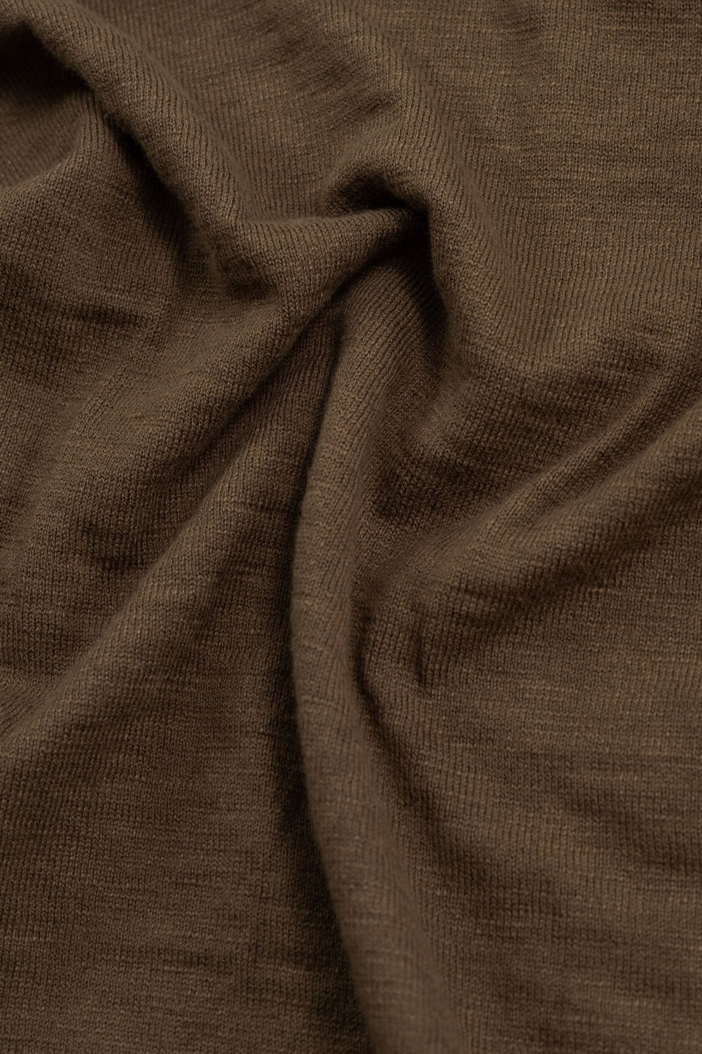 KHAKI ORGANIC COTTON FINE KNIT BUTTON-NECK SWEATER 6