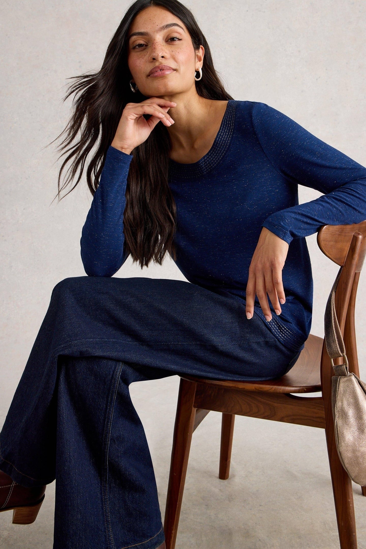 WEAVER LS SPARKLE TEE DARK NAVY 1