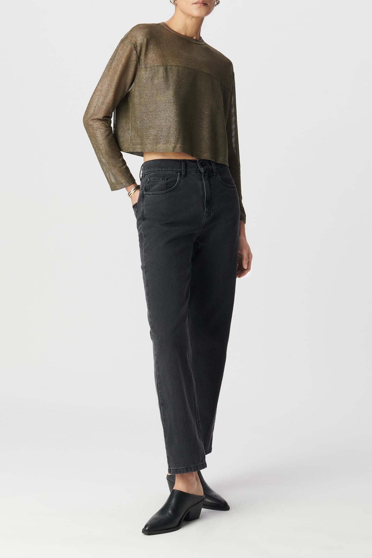 KHAKI COATED MESH SWEATSHIRT 1