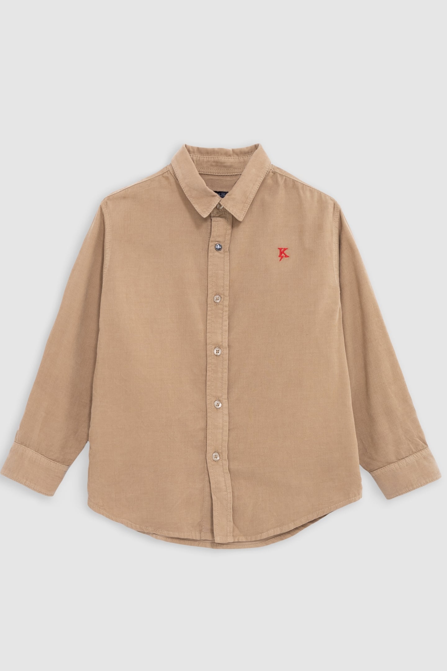 BOY’S CAMEL CORDUROY SHIRT WITH EMBROIDERED LIGHTNING-K 1