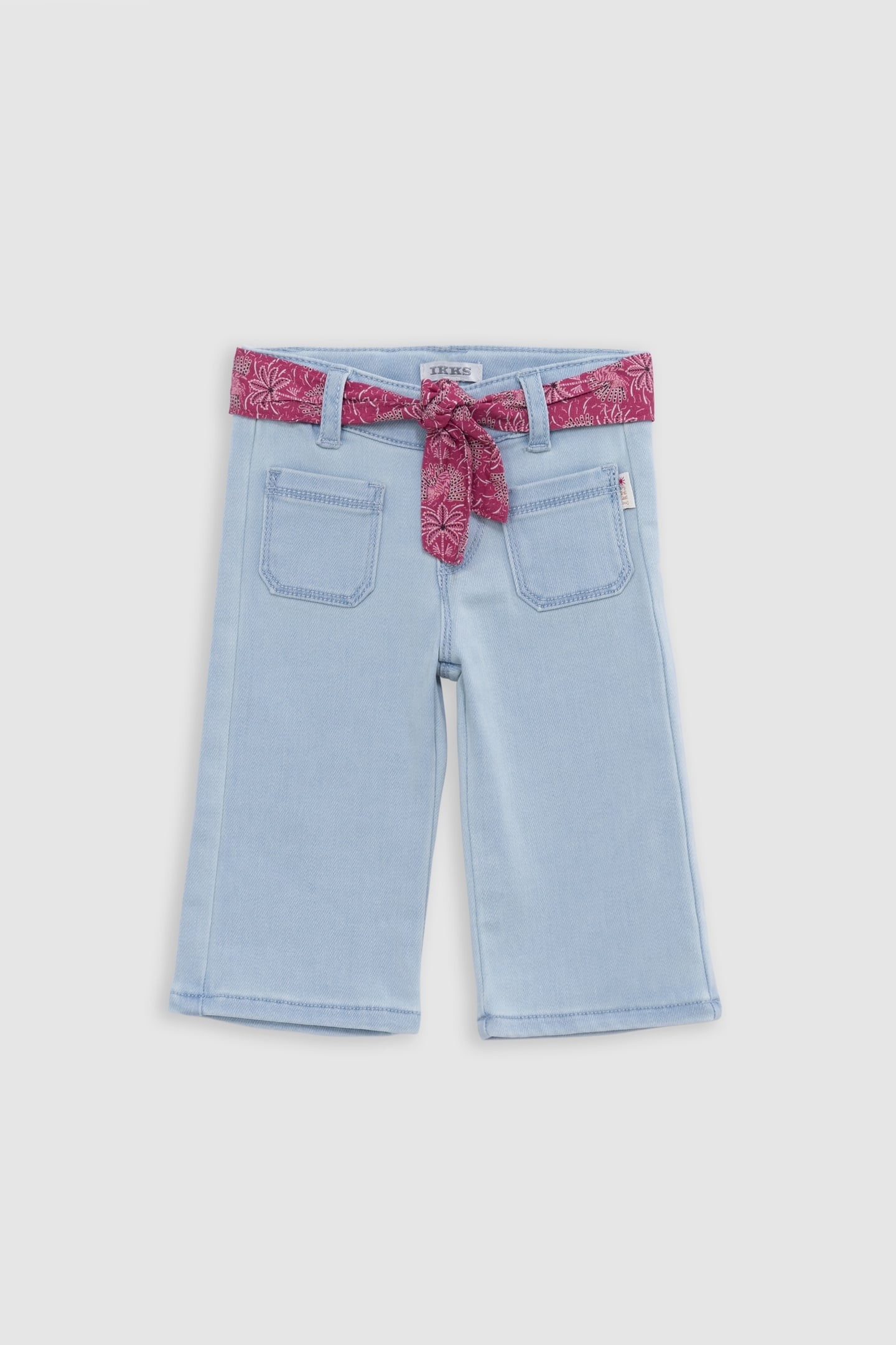 PINK JEANS WITH PALM-TREE PRINT SCARF BELT 1
