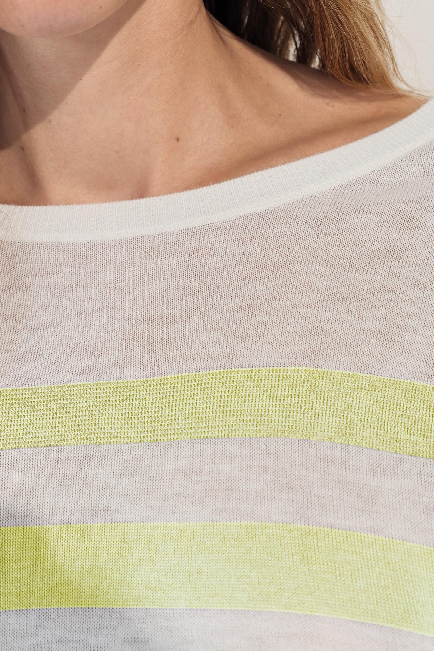 TZAR - ECRU SWEATER WITH YELLOW STRIPED KNIT INTARSIA DANCER 6