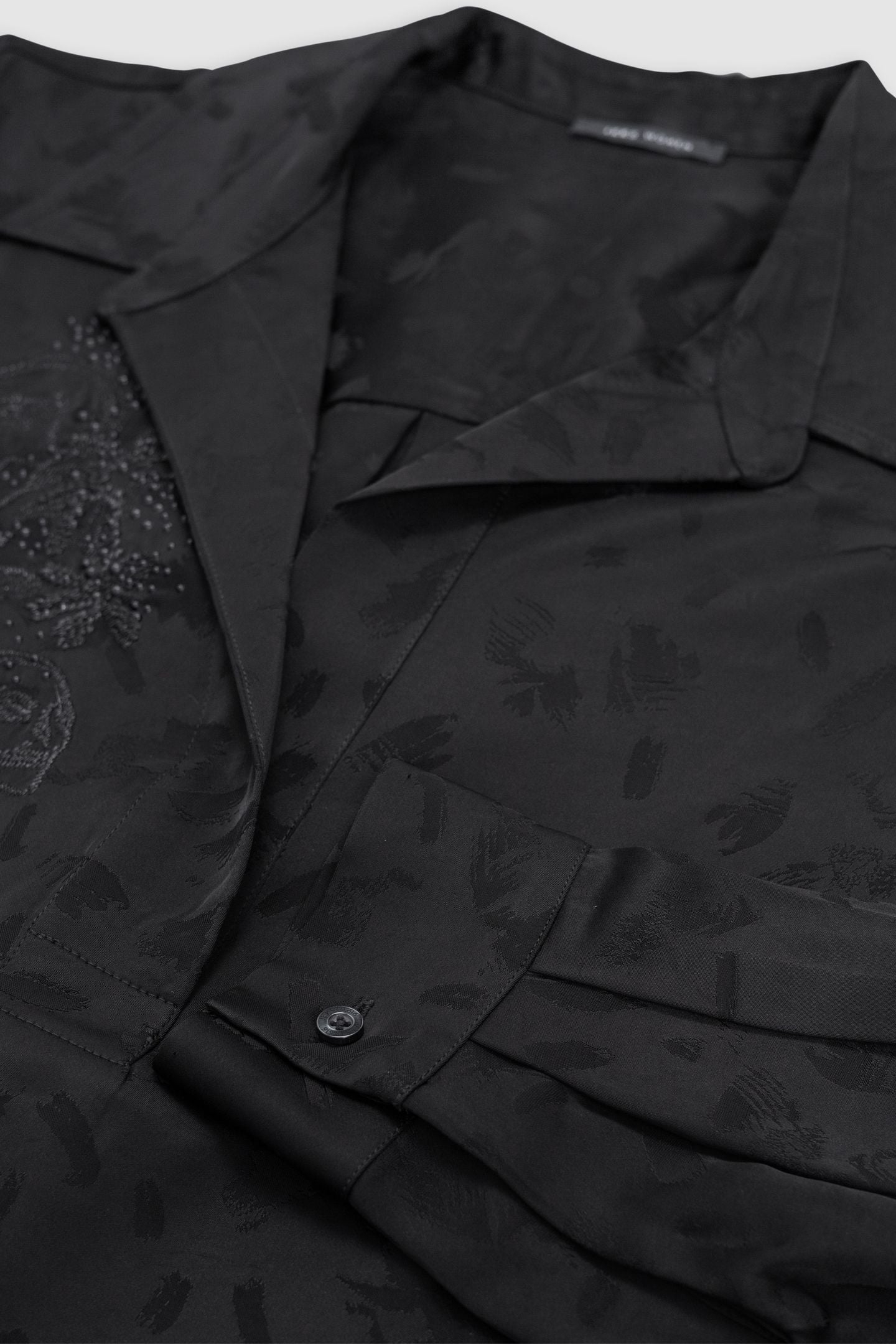 BLACK JACQUARD DRESS WITH ARTY EMBROIDERY MOTIF 8