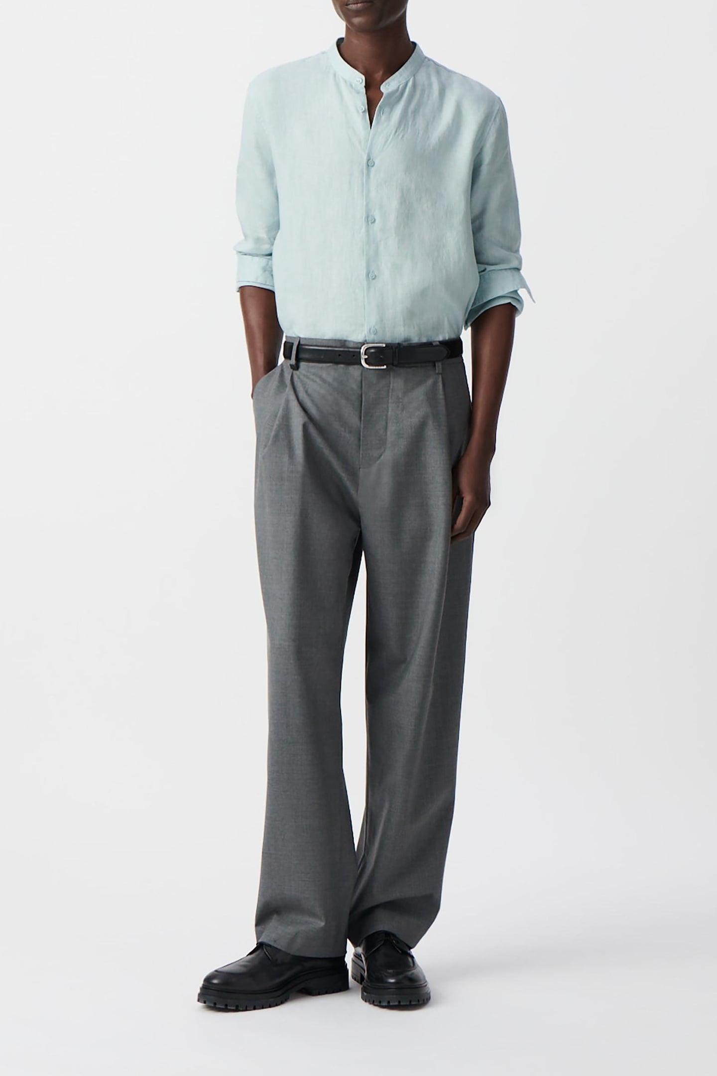 HORIZON LINEN REGULAR SHIRT WITH MANDARIN COLLAR 1