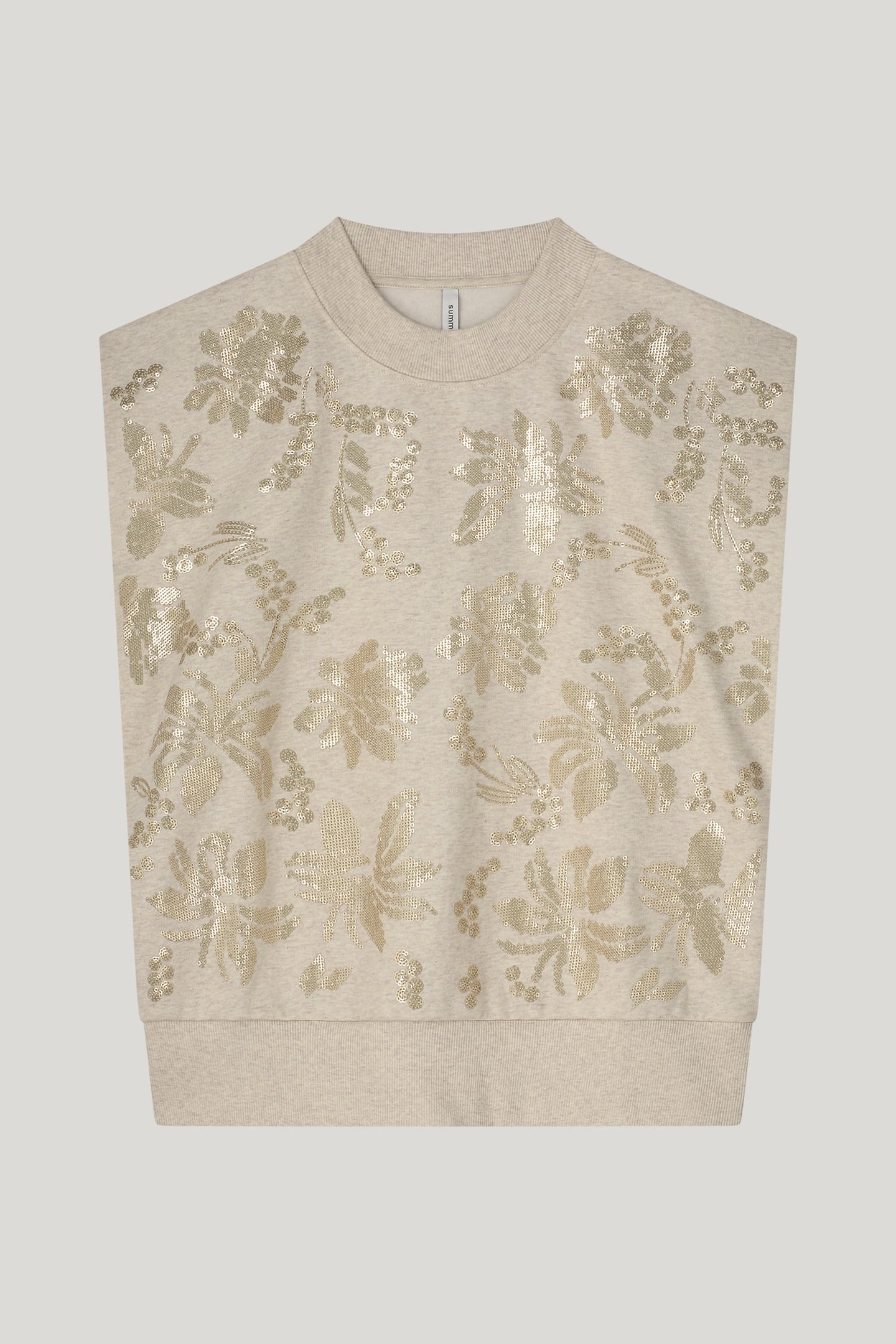 SLEEVELESS EMBELLISHED SWEATSHIRT PEBBLE BEIGE 4