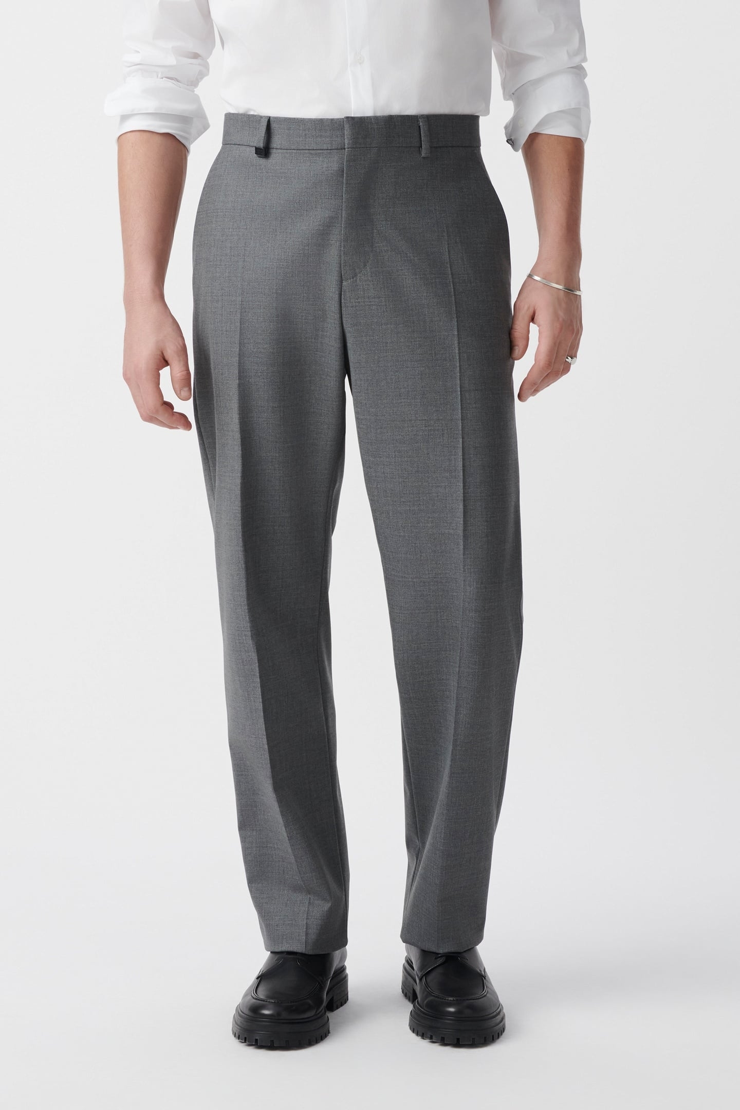 GREY WOOL BLEND SUIT TROUSERS 2