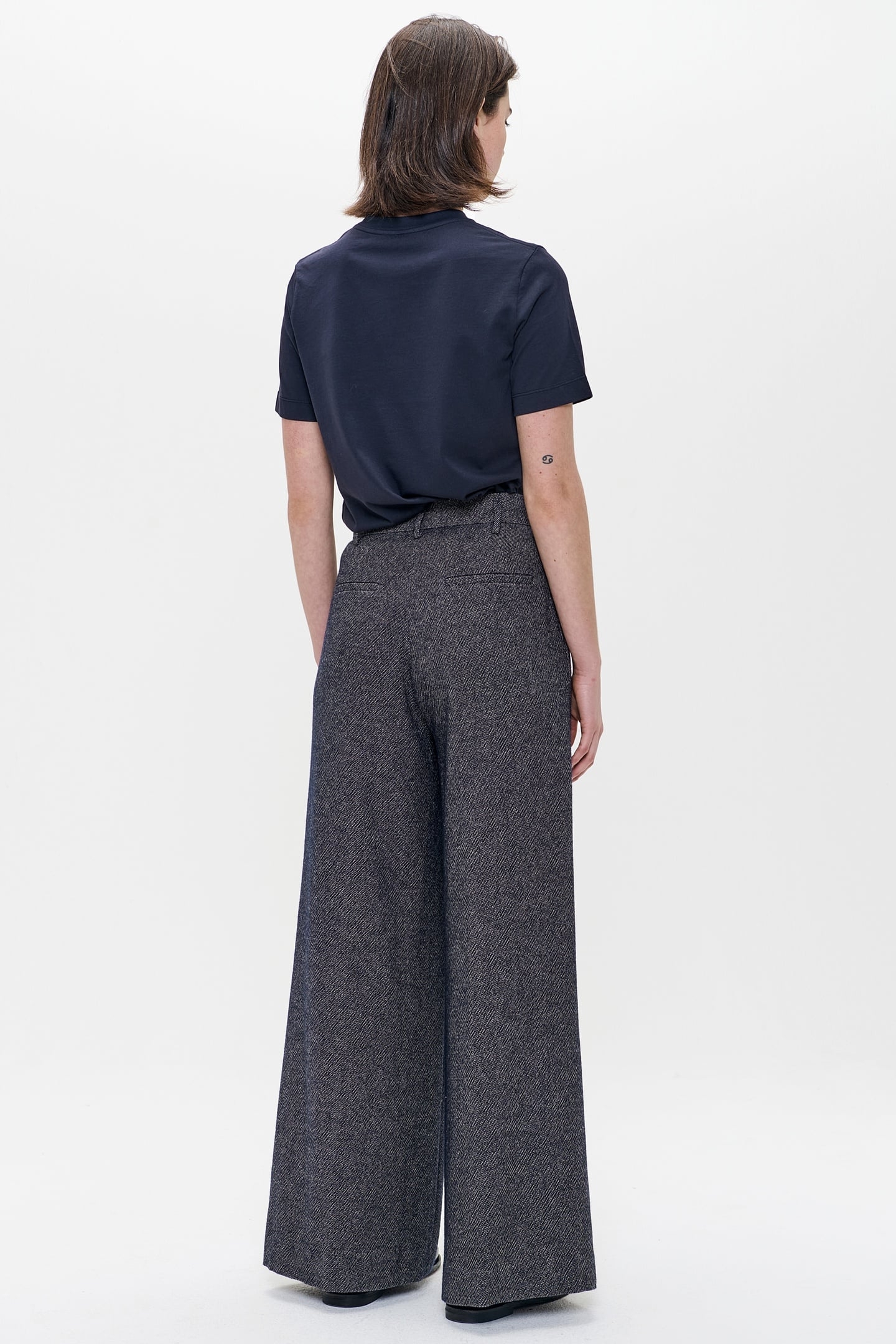 WOOL MIX WIDE LEG PANTS MIDNIGHT BLUE 2