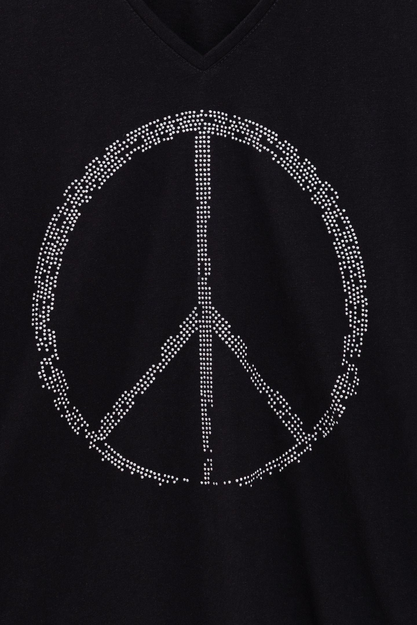 BLACK ORGANIC COTTON PEACE AND LOVE STUDDED TEE-SHIRT 6