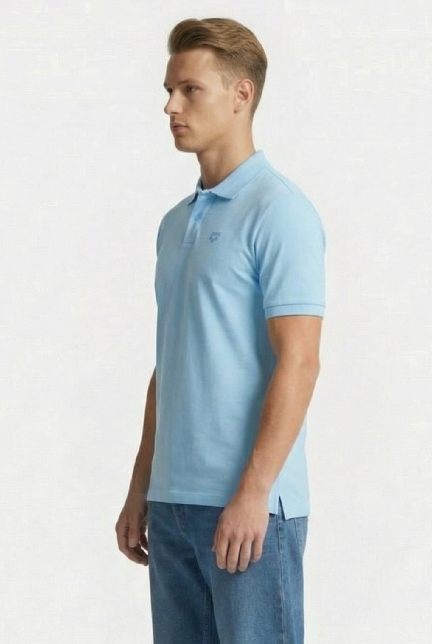 MEN'S POLOSHIRT SOLID COTTON PIQUET AQUA-NAVY 3