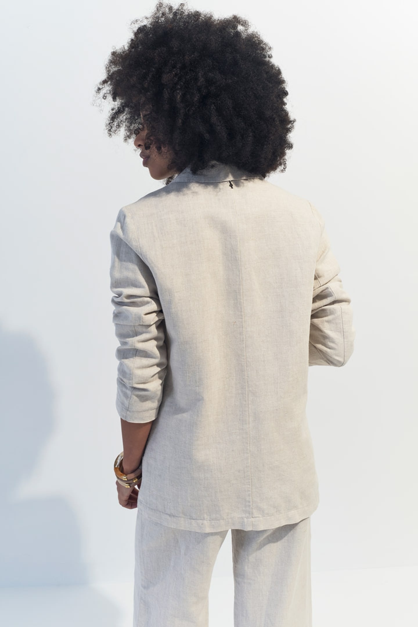VITORIA - HEATHERED BEIGE SUIT JACKET IN LINEN AND COTTON 4
