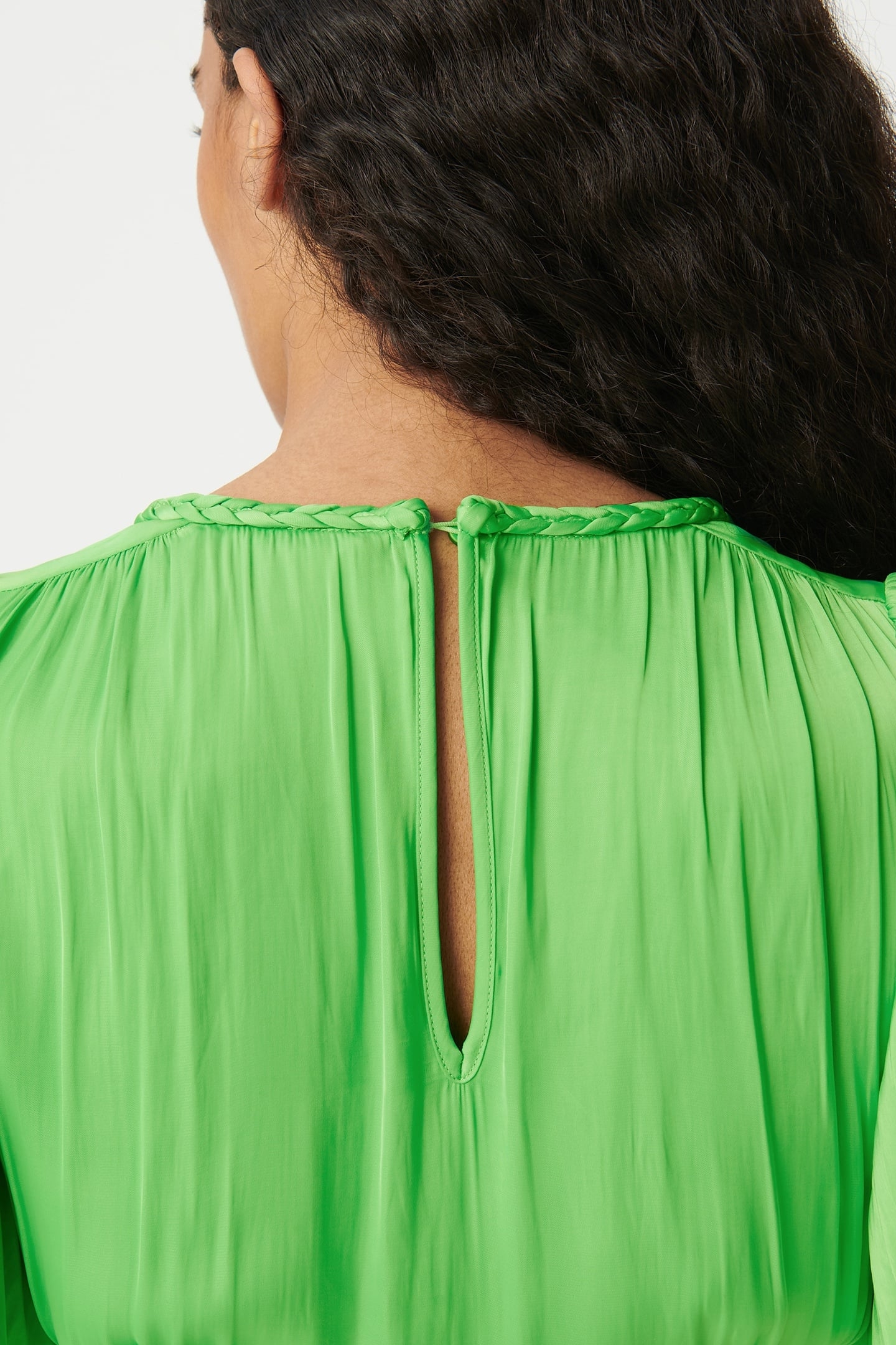 SHORT GREEN SATIN PLEATED DRESS 7