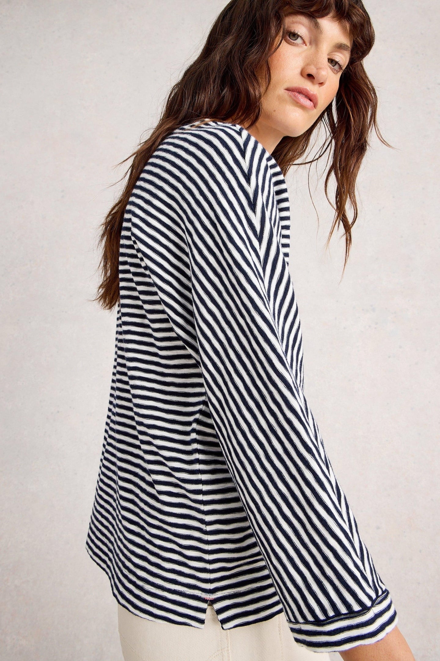 DEMI DOLMAN STRIPE TOP NAVY MULTI 3