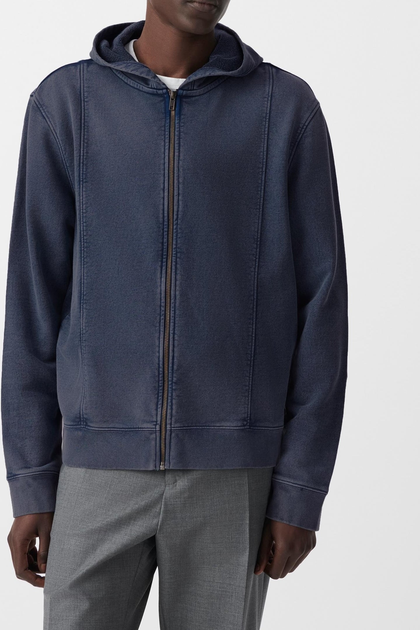 INK SWEATSHIRT FABRIC ZIP-UP HOODED CARDIGAN 2