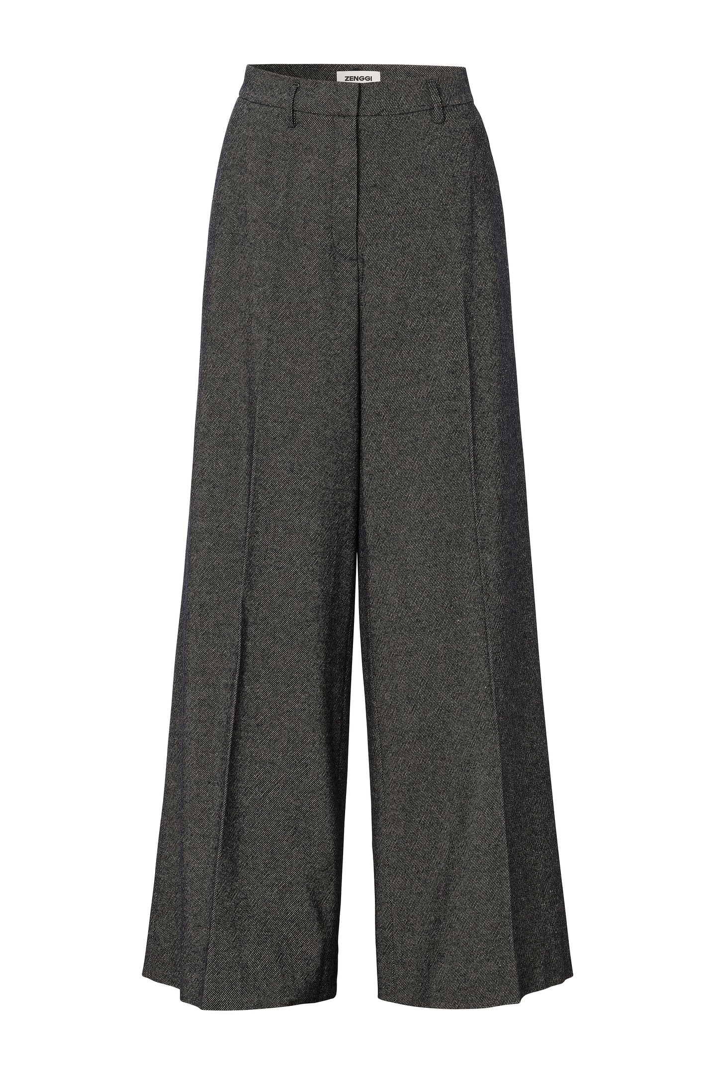 WOOL MIX WIDE LEG PANTS MIDNIGHT BLUE 4