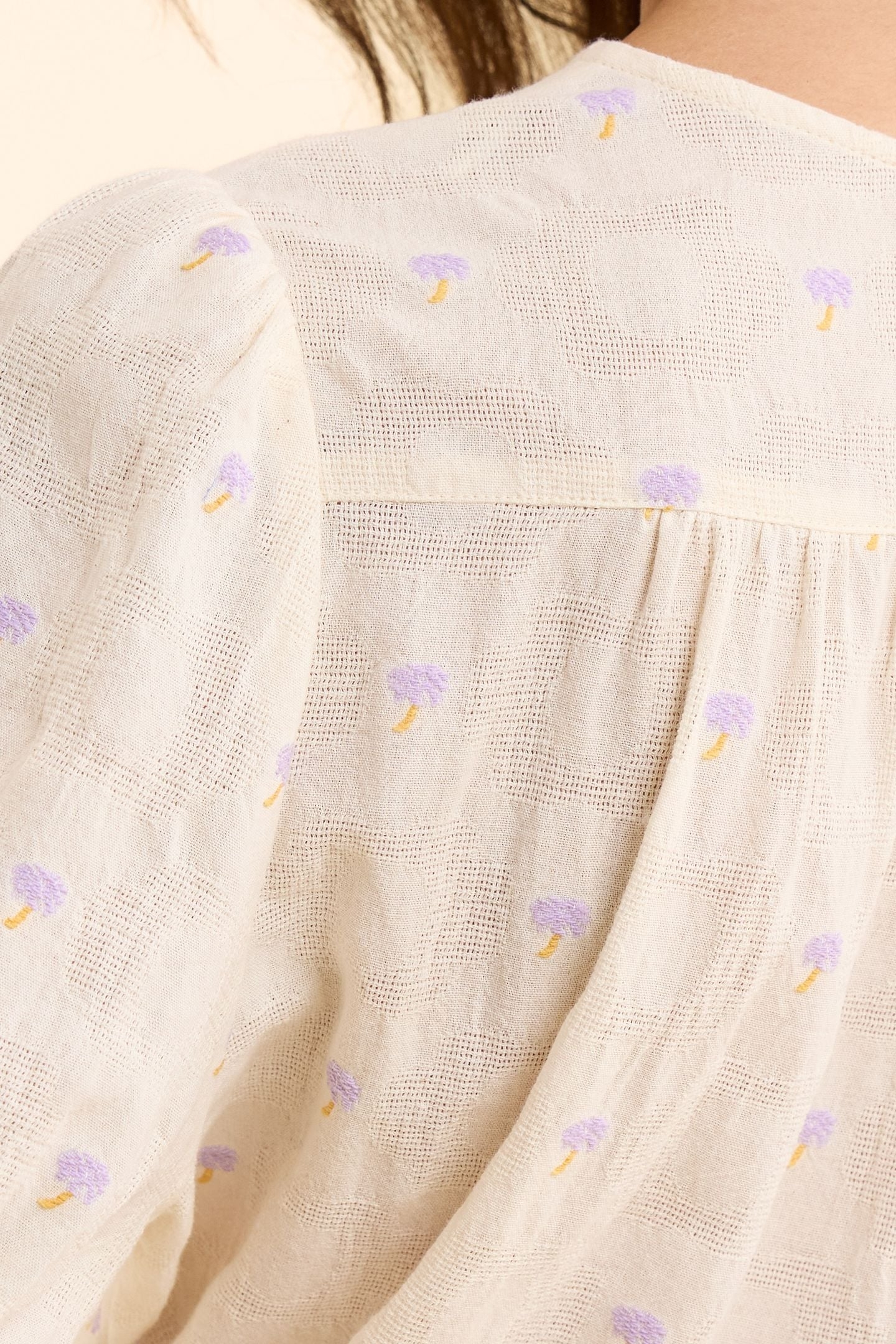 ECRU JACQUARD T-SHIRT WITH PALM TREE EMBROIDERY ECRU 7