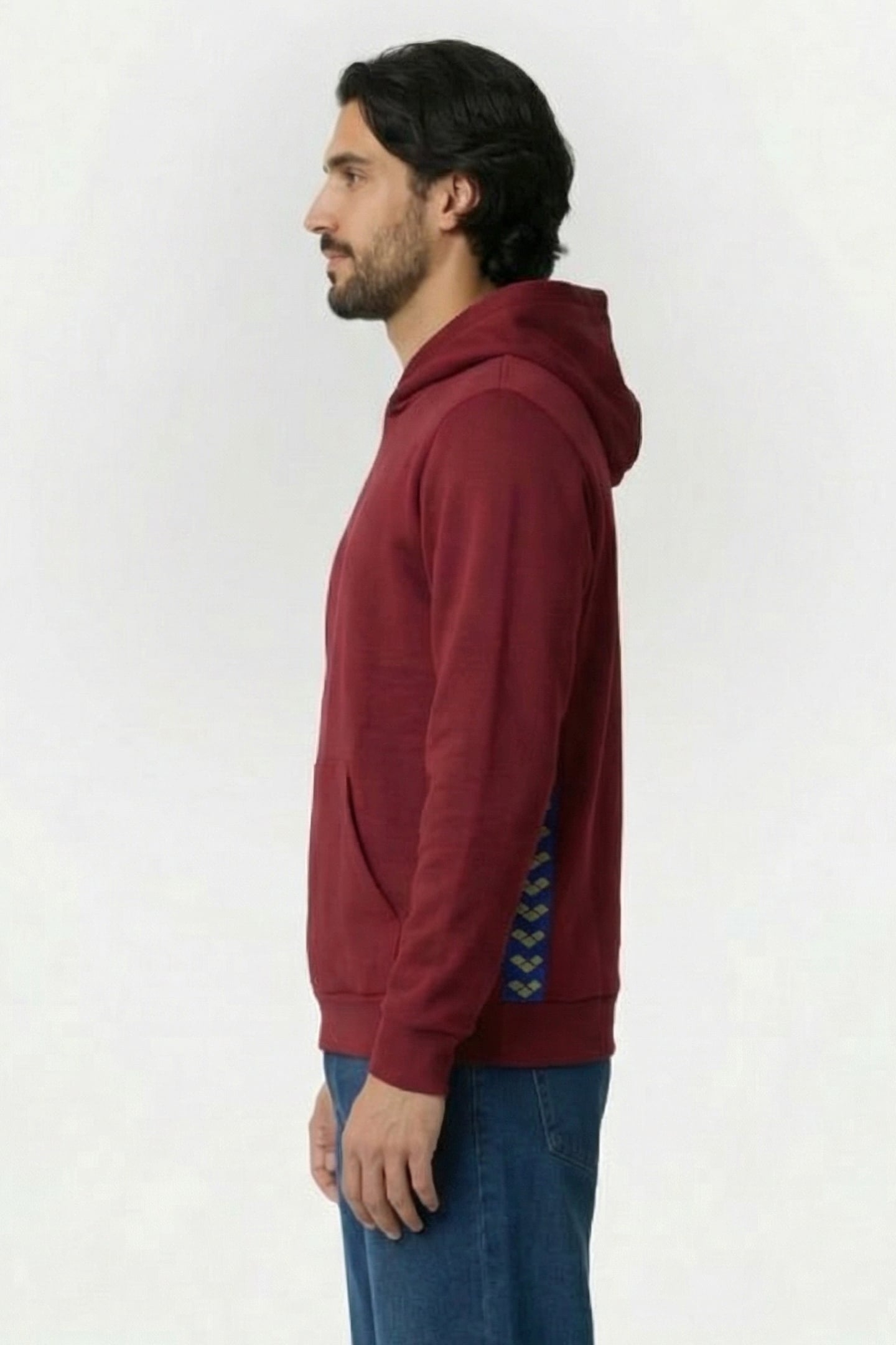 UNISEX ARENA ICONS HOODED SWEAT SOLID BURGUNDY NEON BLUE 6