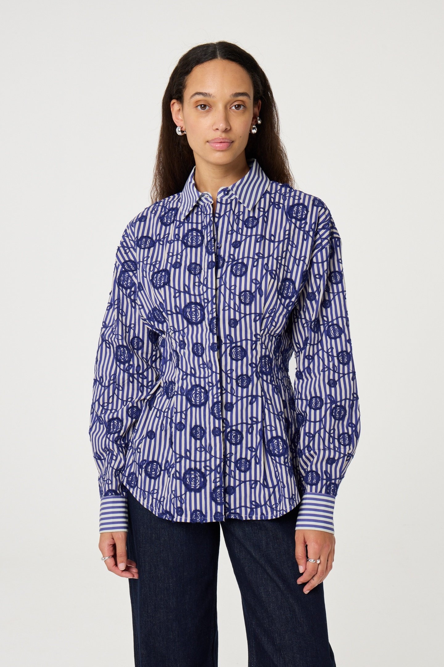 ROSINA BLOUSE COSY WHITE/ROYAL COBALT 2