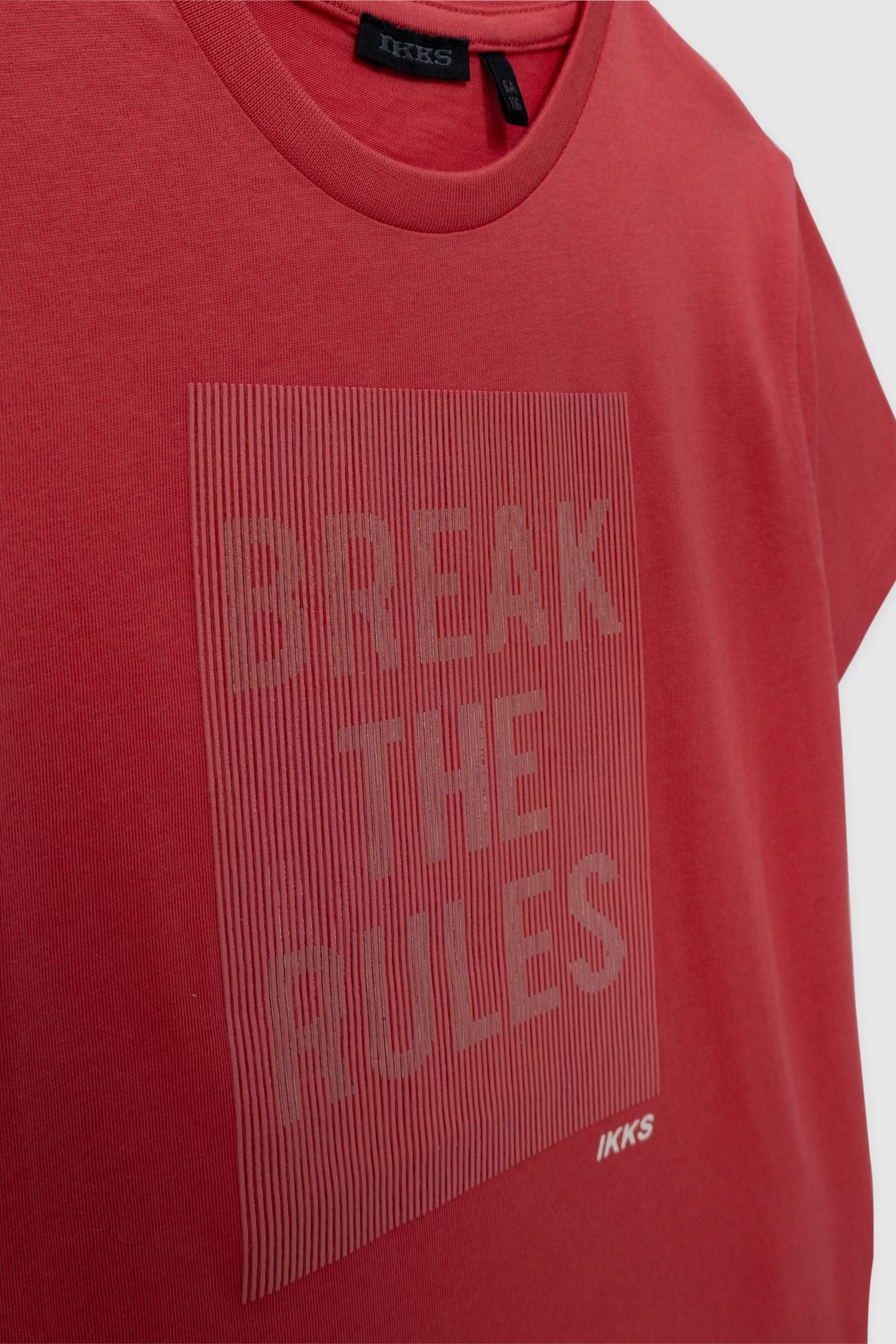 RED ORGANIC COTTON T-SHIRT WITH STRIPES ON MESSAGE 4
