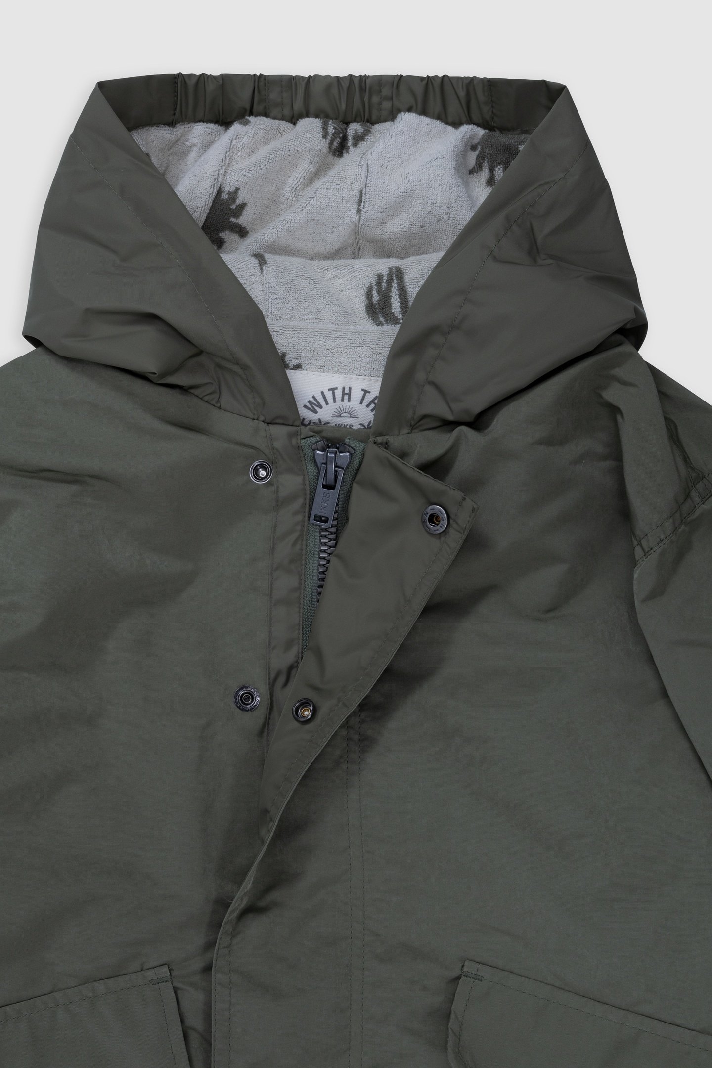 HOODED KHAKI JACKET WITH TERRYCLOTH LINING 4