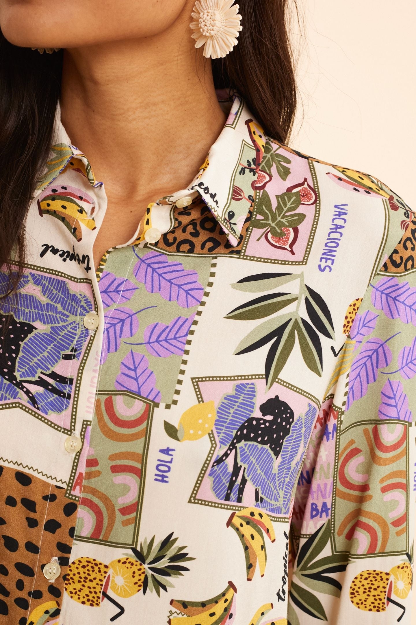 BANANA PATCHWORK PRINT SHIRT ECRU 6