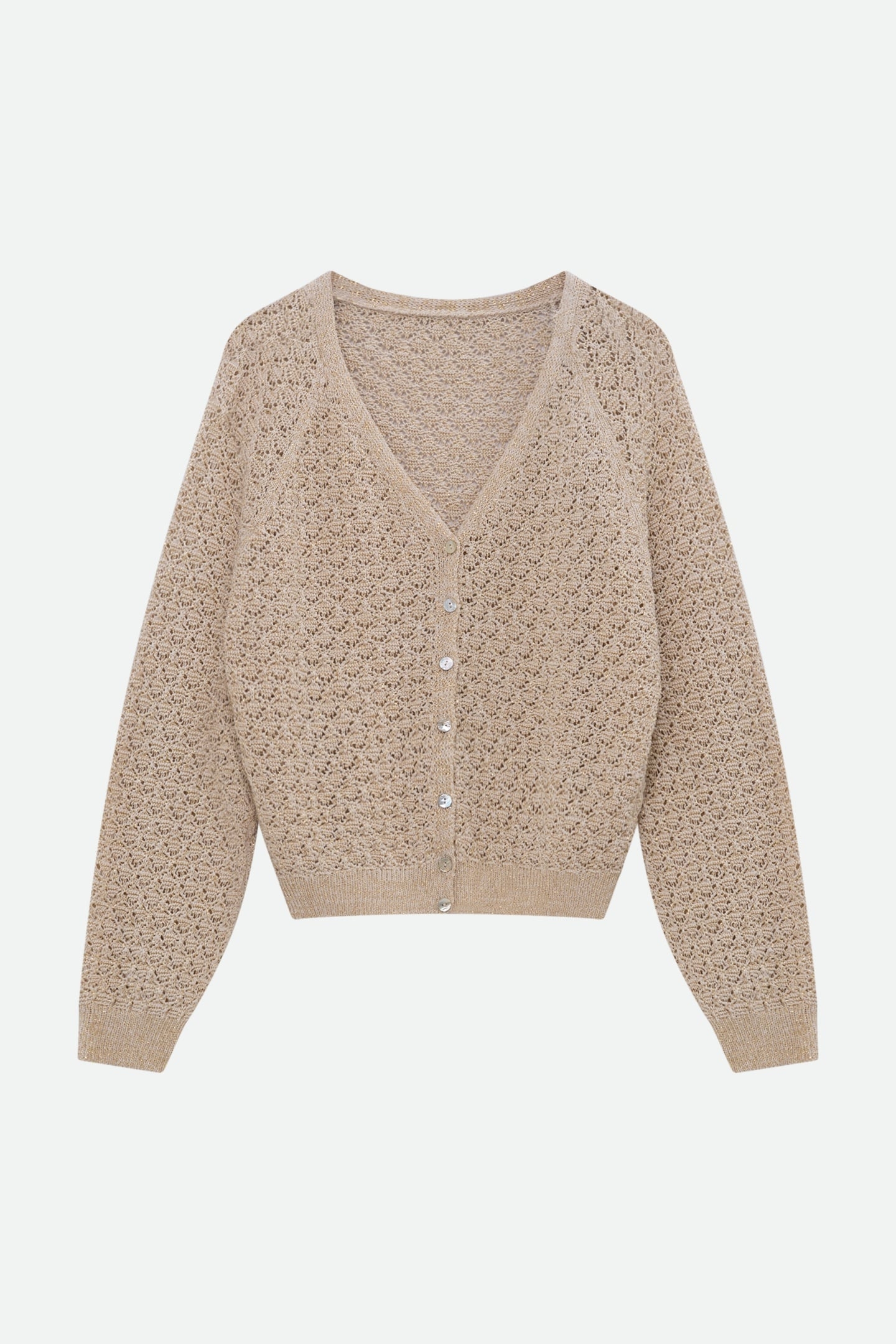 TOMAS - FANCY LUREX LUREX KNIT GOLDEN BEIGE CARDIGAN 5