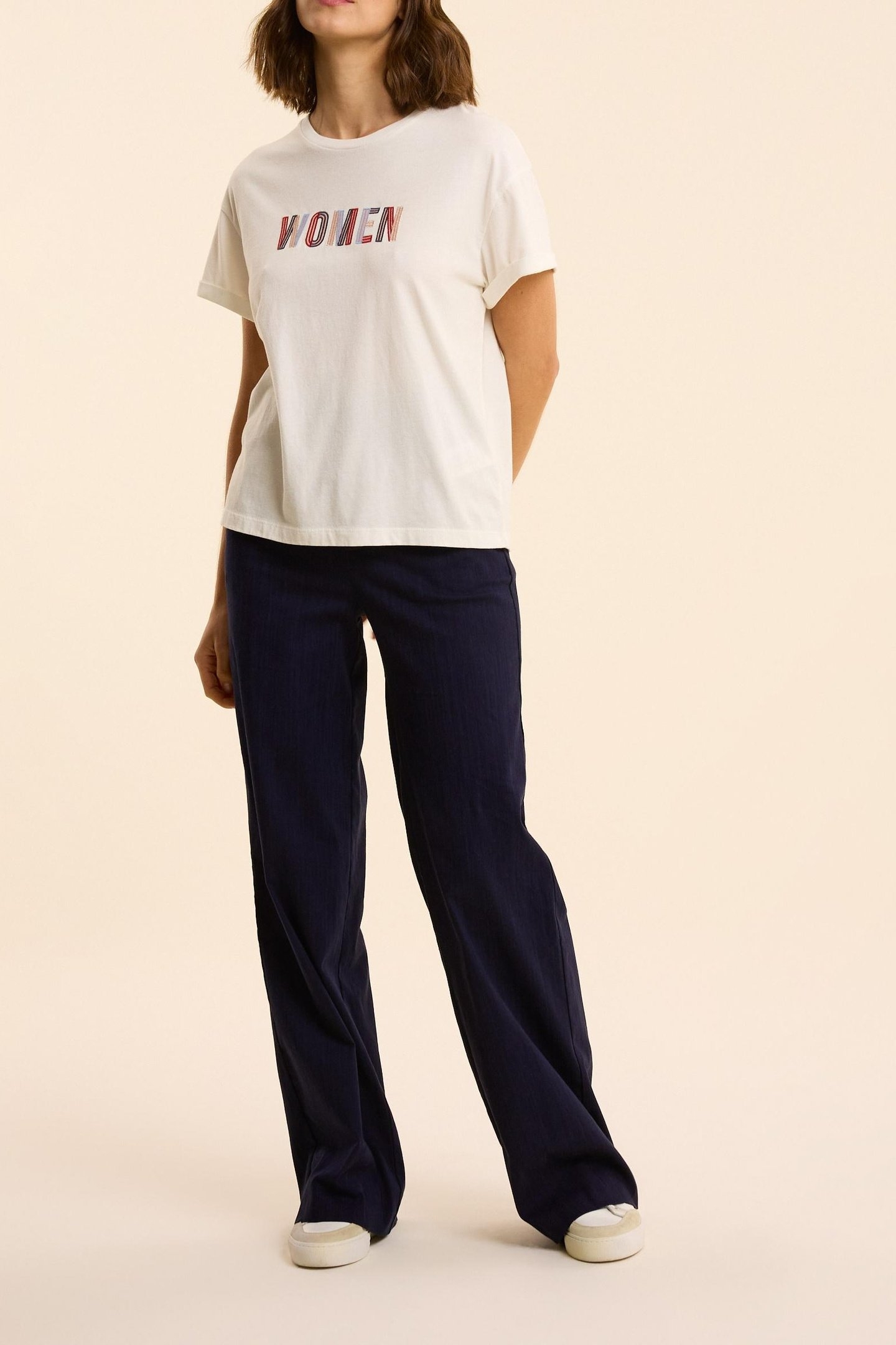 WHITE SHORT-SLEEVED T-SHIRT WITH EMBROIDERED SLOGAN OFF-WHIT 2