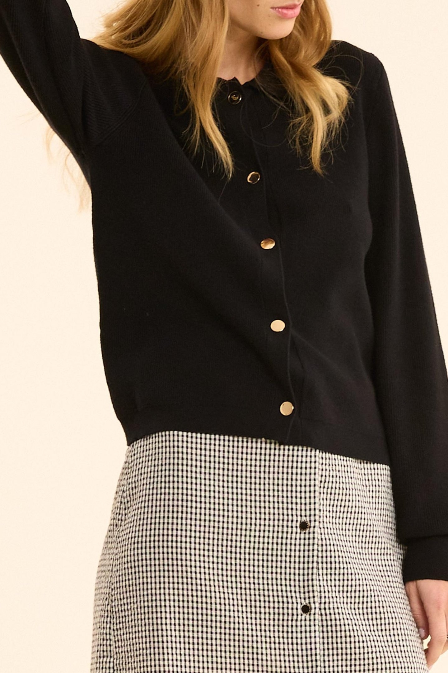 BLACK KNIT POLO COLLAR CARDIGAN BLACK 2