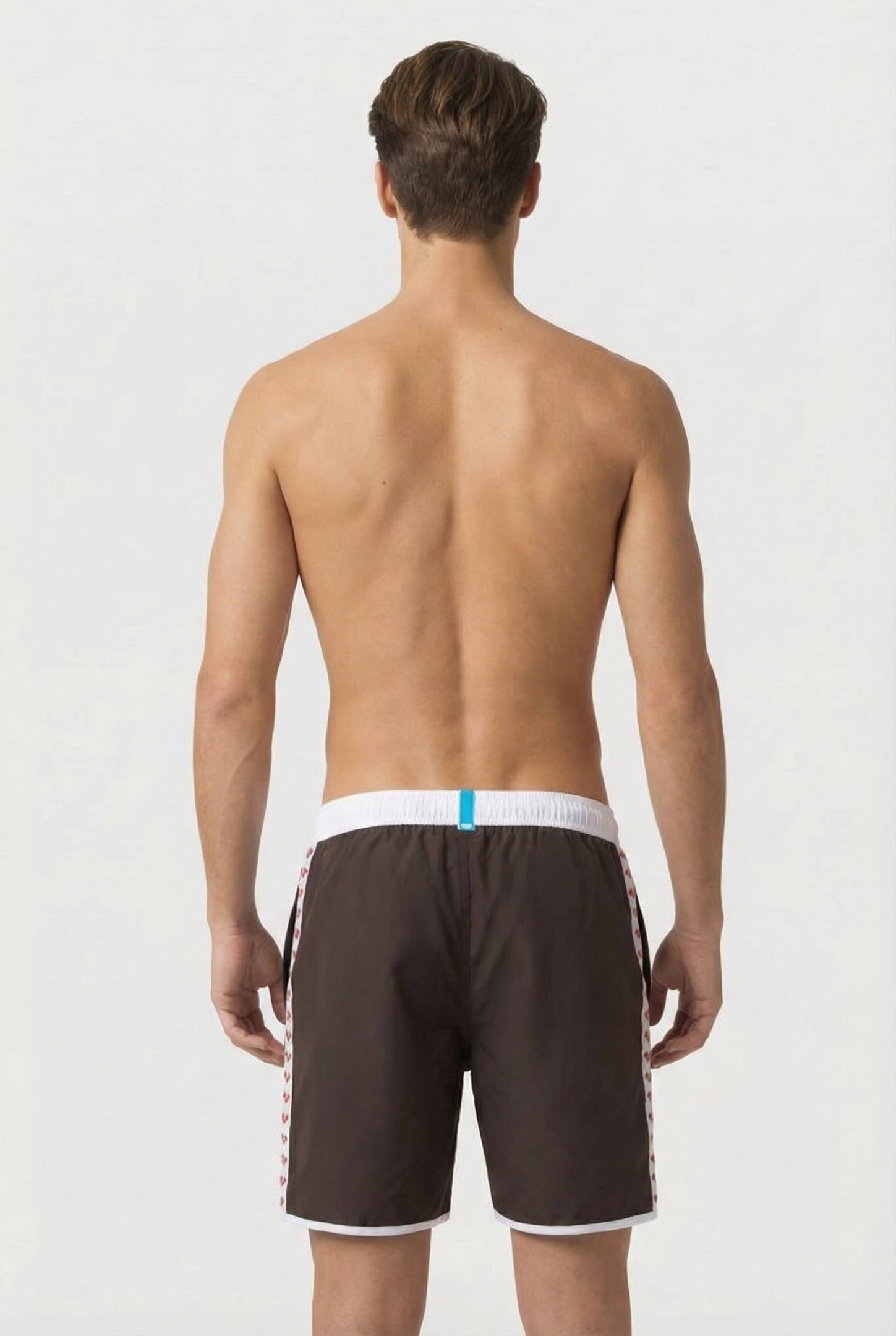 ICONS TEAM STRIPE UNISEX BERMUDA SEPIA-WHITE-CALYPSO CORAL 2