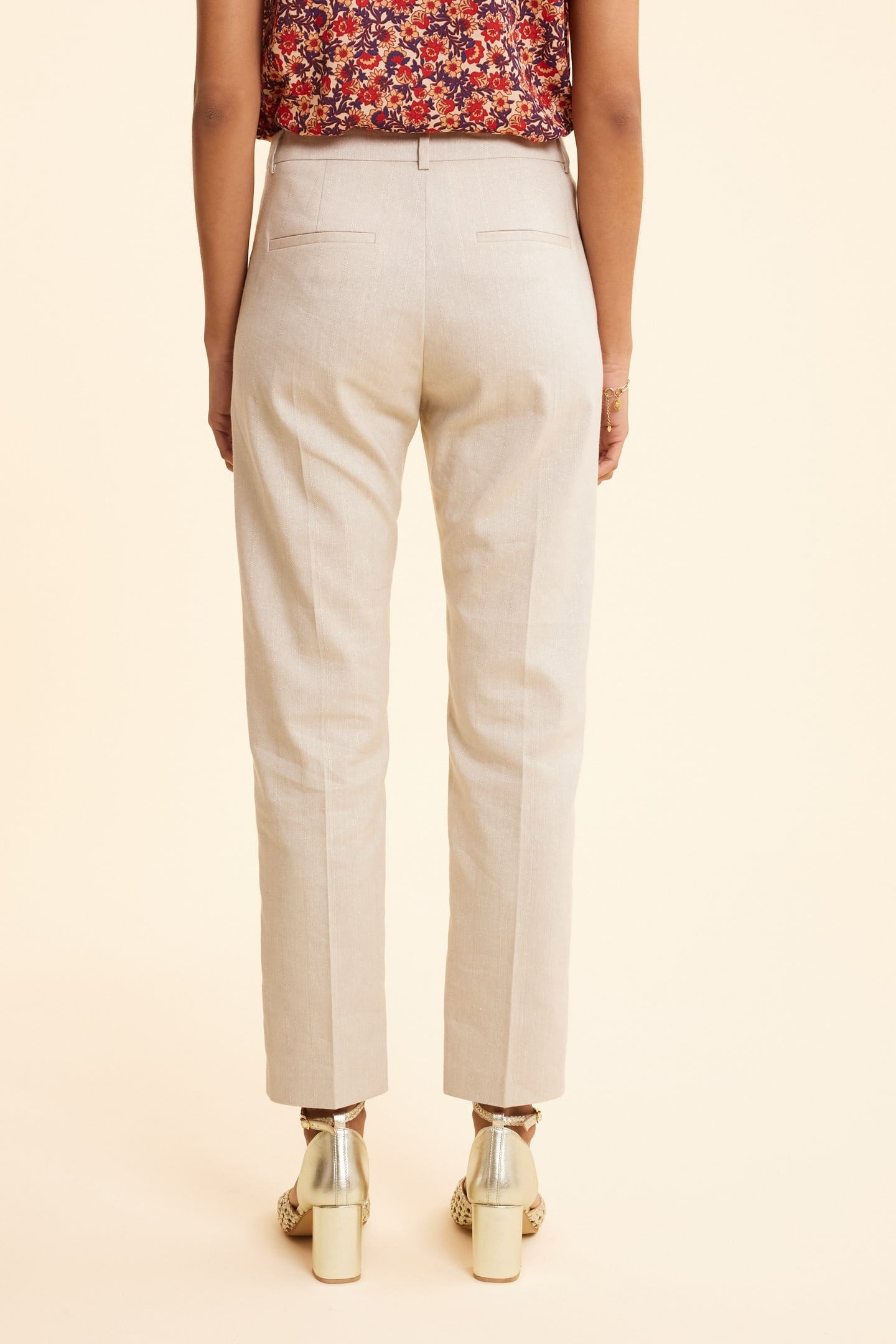 ECRU LUREX PINSTRIPE PATTERN SUIT PANTS ECRU 4