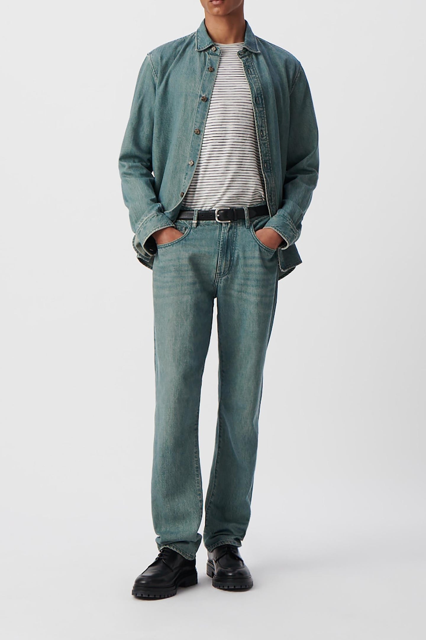 GREY BLUE SERGE STRAIGHT JEANS 1