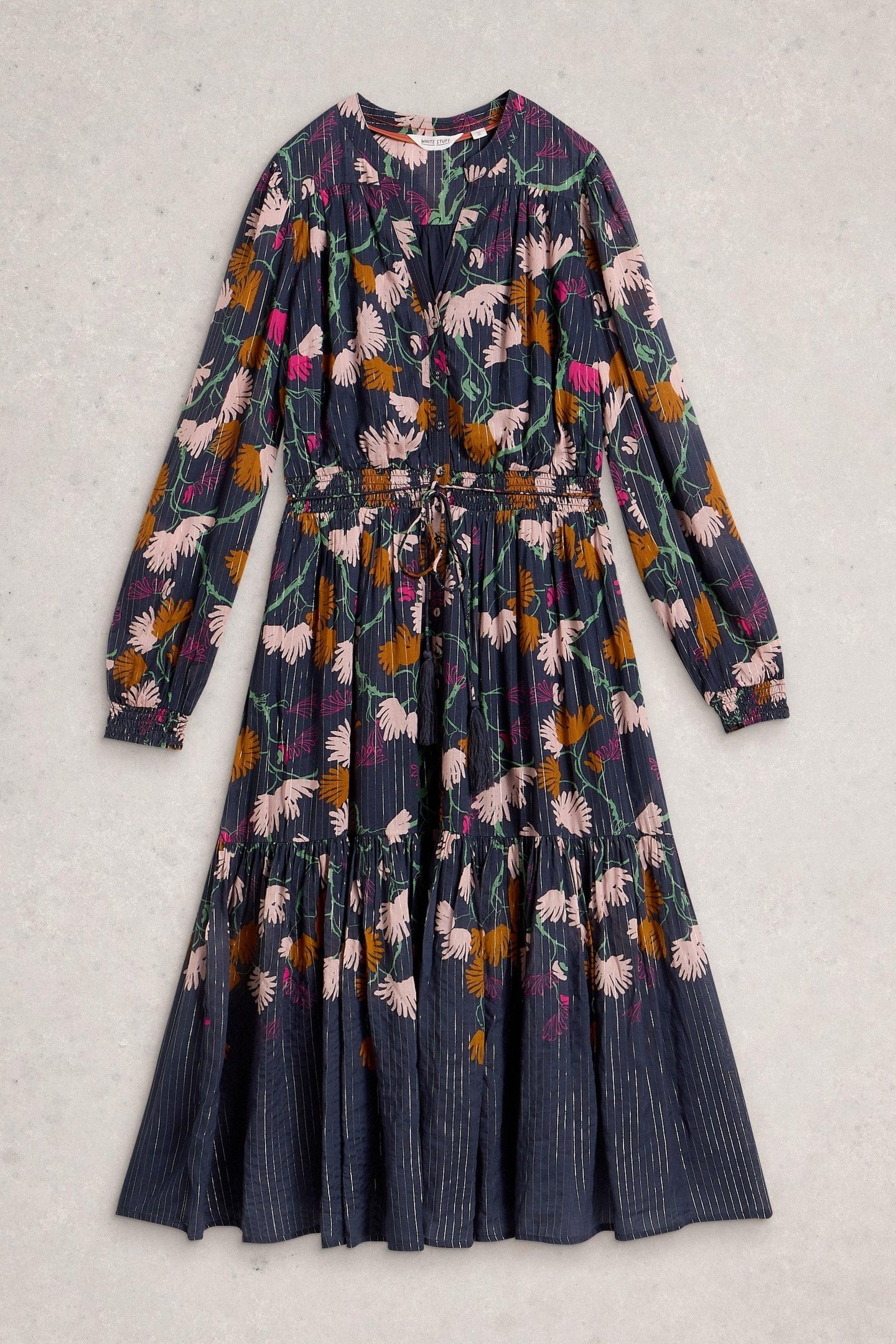 YUKI METALLIC MIDI DRESS NAVY MULTI 3