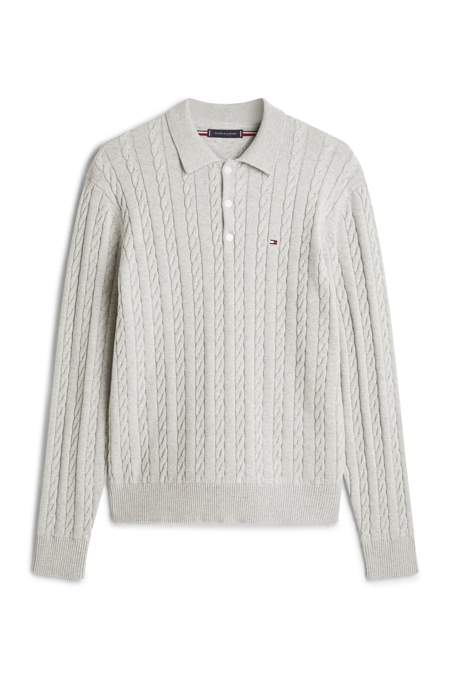 CLASSIC COTTON CABLE SWEATER LIGHT GREY HEATHER 5