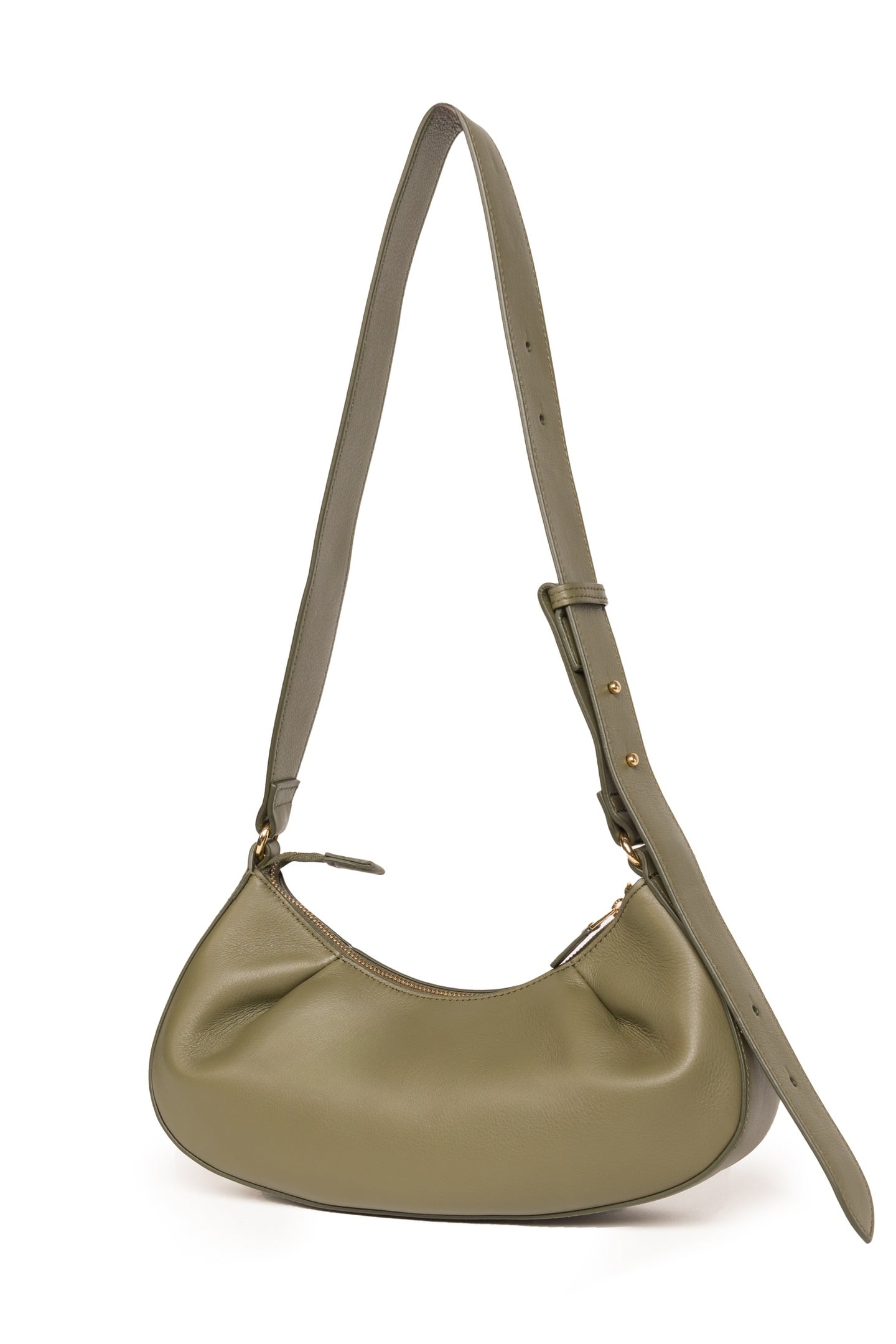 DIMPLE MOON SMALL LEATHER OLIVE GREEN 2