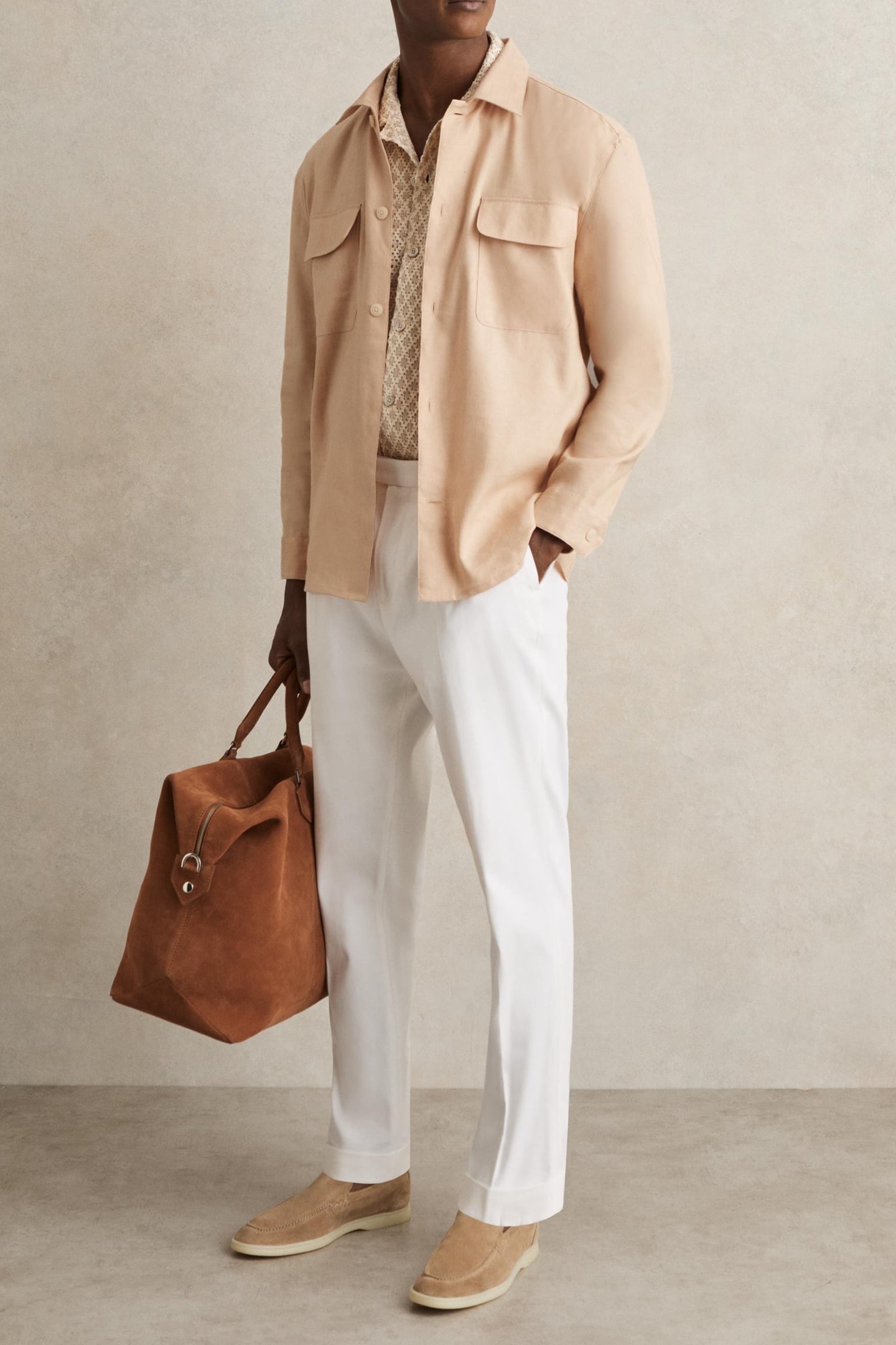 LS LINEN TWIN POCKET OVERSHIRT STONE 7