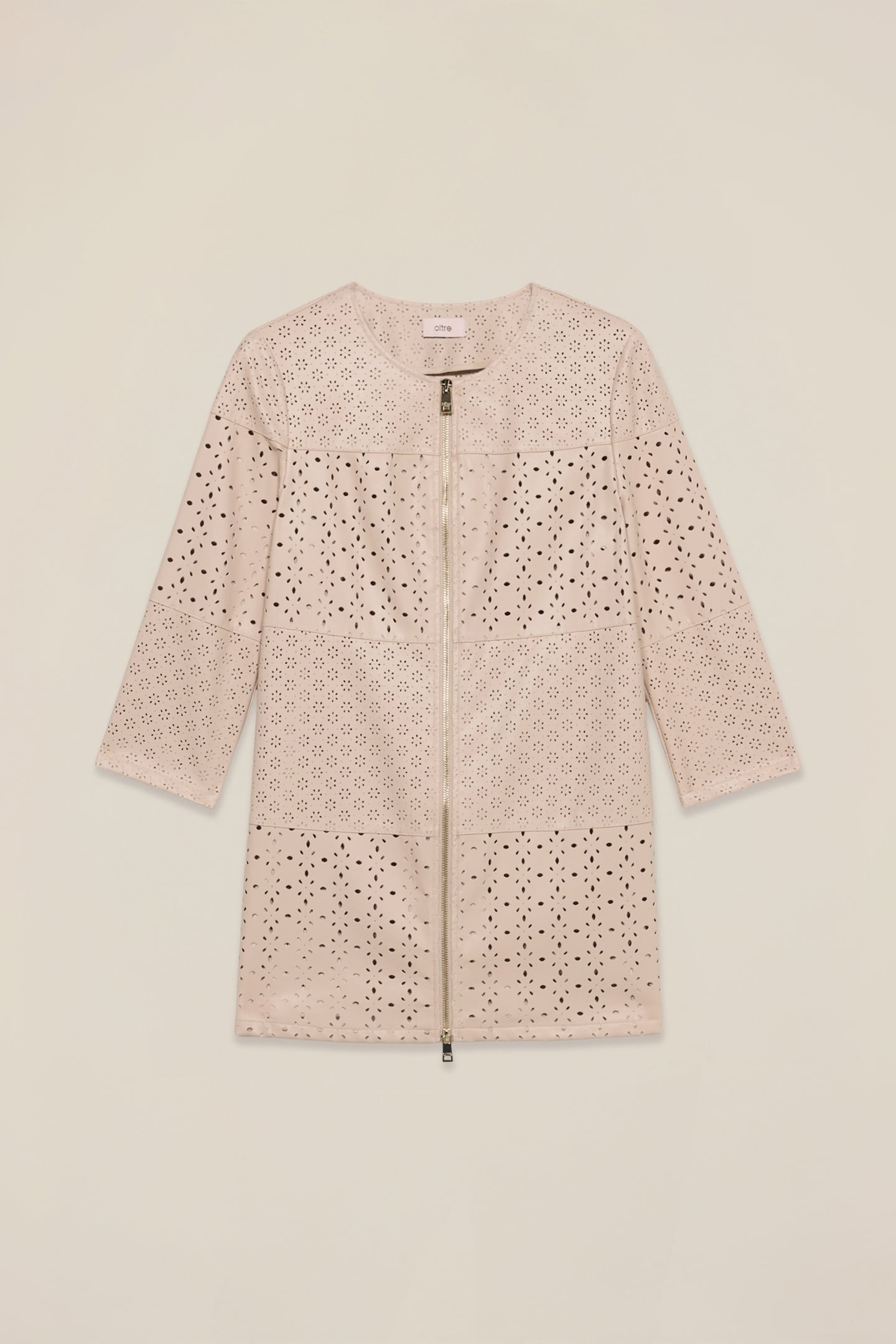 PERFORATED MIDI JACKET BEIGE 3