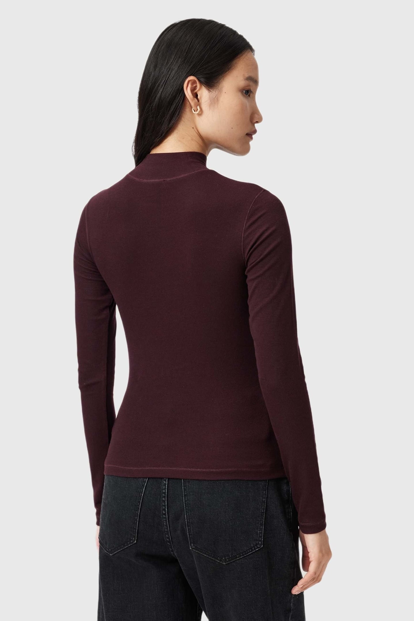 RINA LS ROLL NECK OXBLOOD RED 2