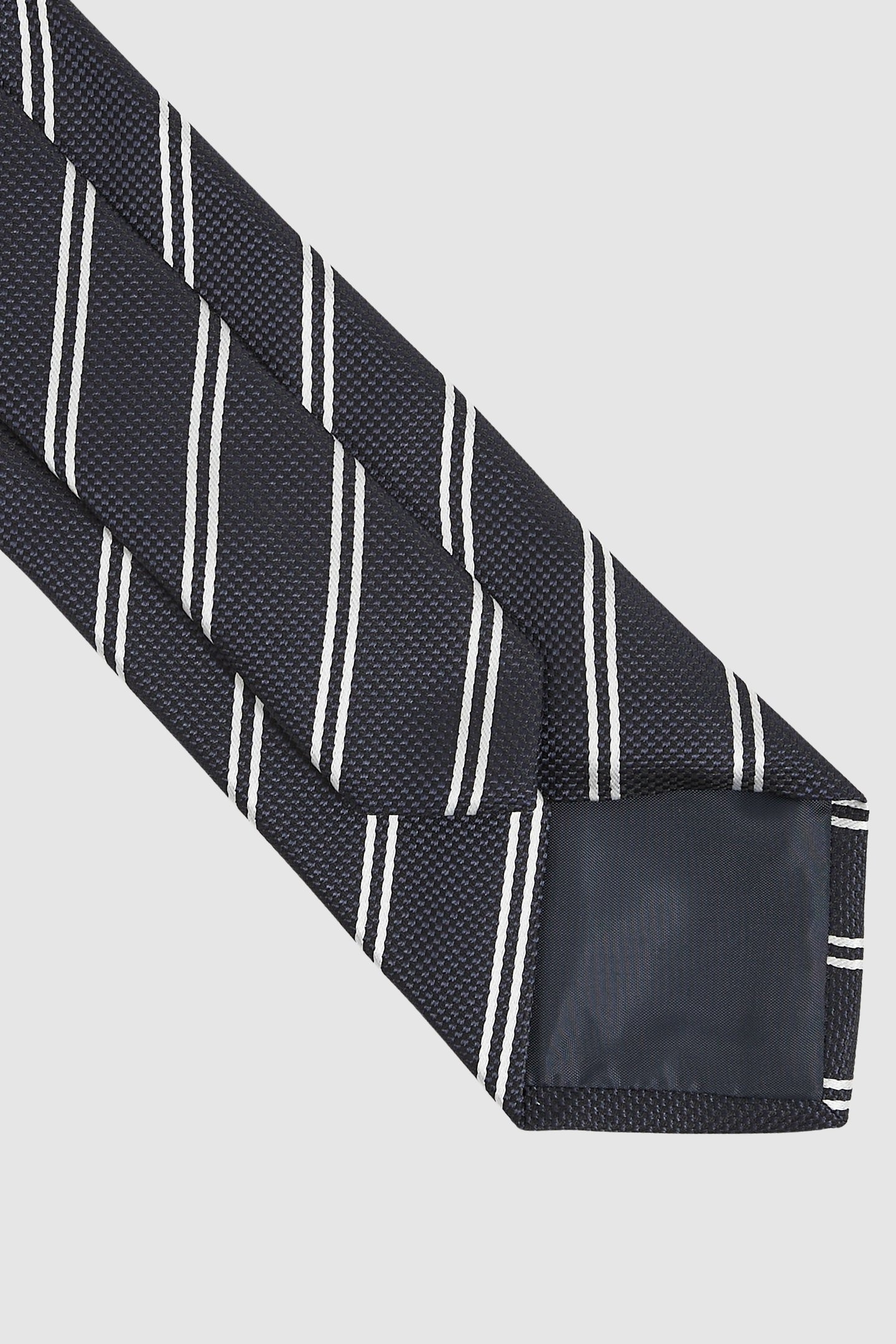 STRIPE SILK BLEND TIE NAVY 4