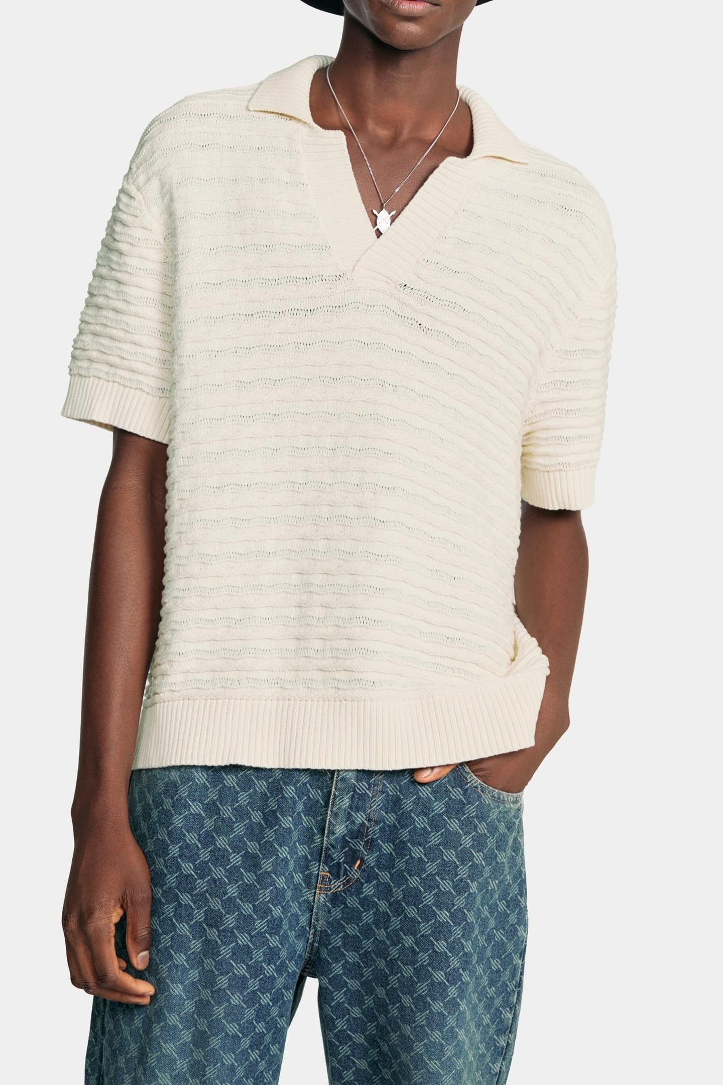 JABIR KNIT SHORT SLEEVE POLO FROST WHITE 2