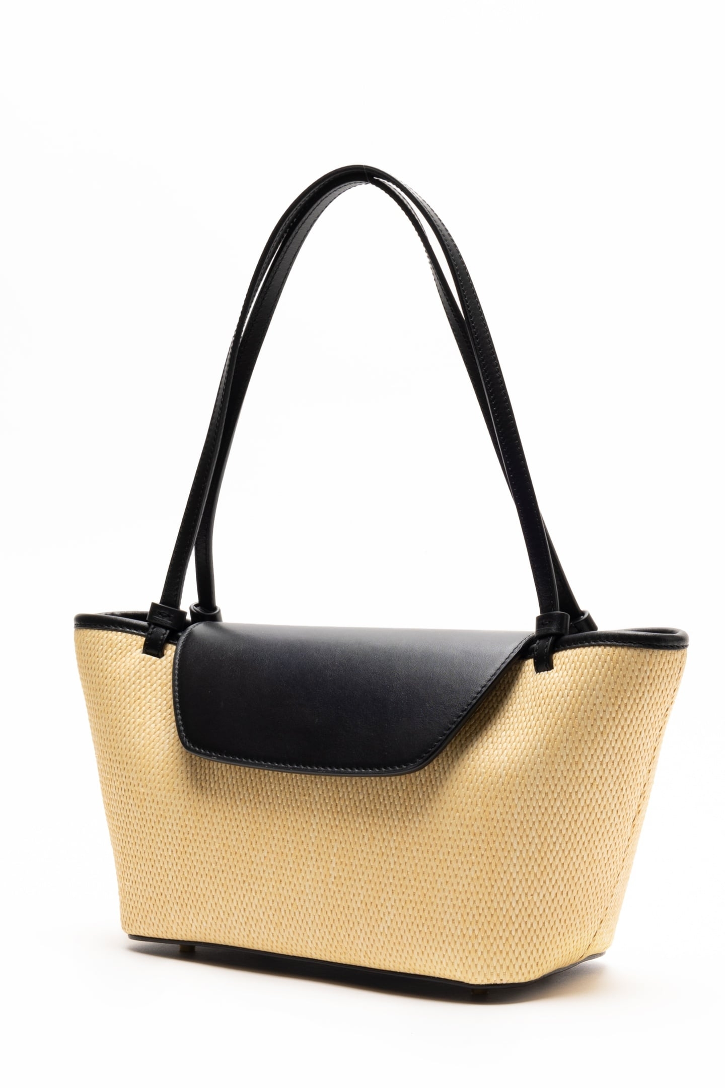 COURRIER TOTE RAFFIA LEATHER NATURAL/BLACK 2