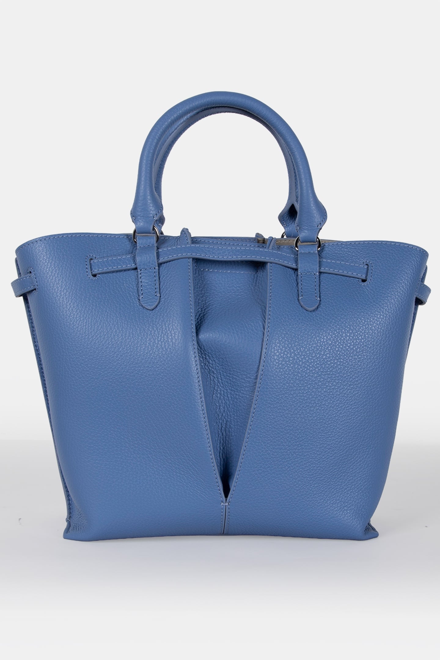 MEDIUM LEATHER TOTE BAG IN BLUE 4