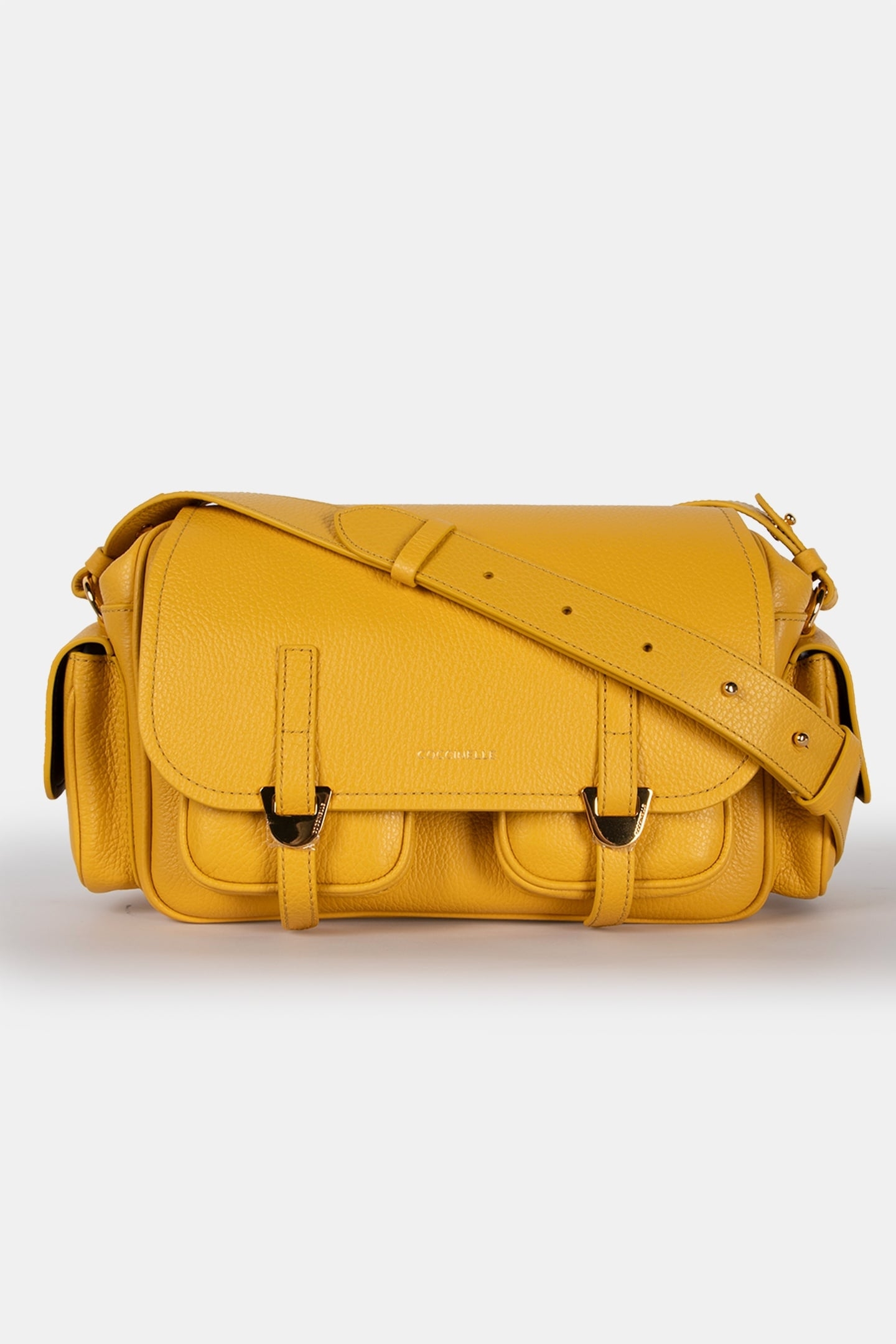 SATCHEL CROSS BODY BAG WITH STRAP DETAIL IN YELLOW 3