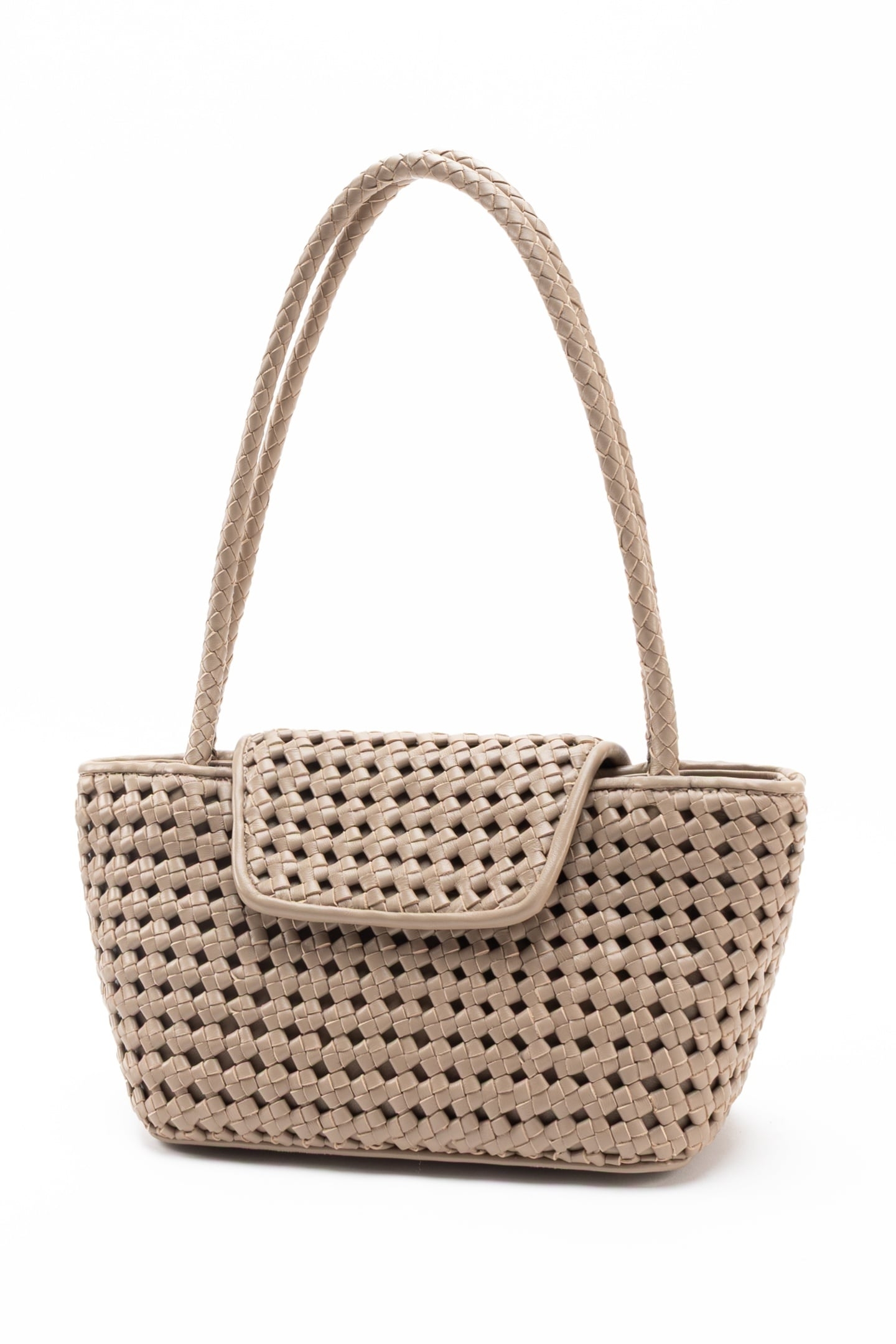 COURRIER TOTE WOVEN LEATHER TAUPE 2