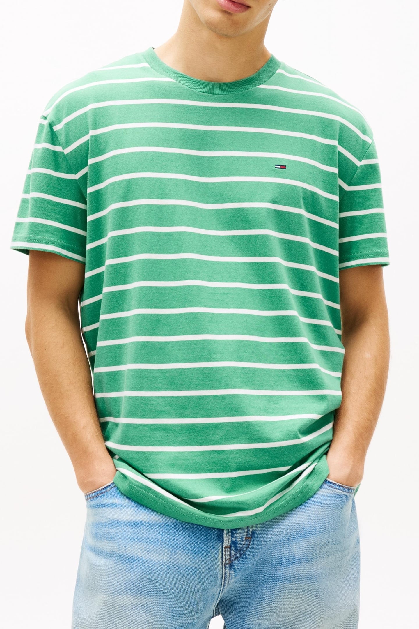 REGULAR STRIPE SS TEE BAHAMA GREEN STRIPE 3