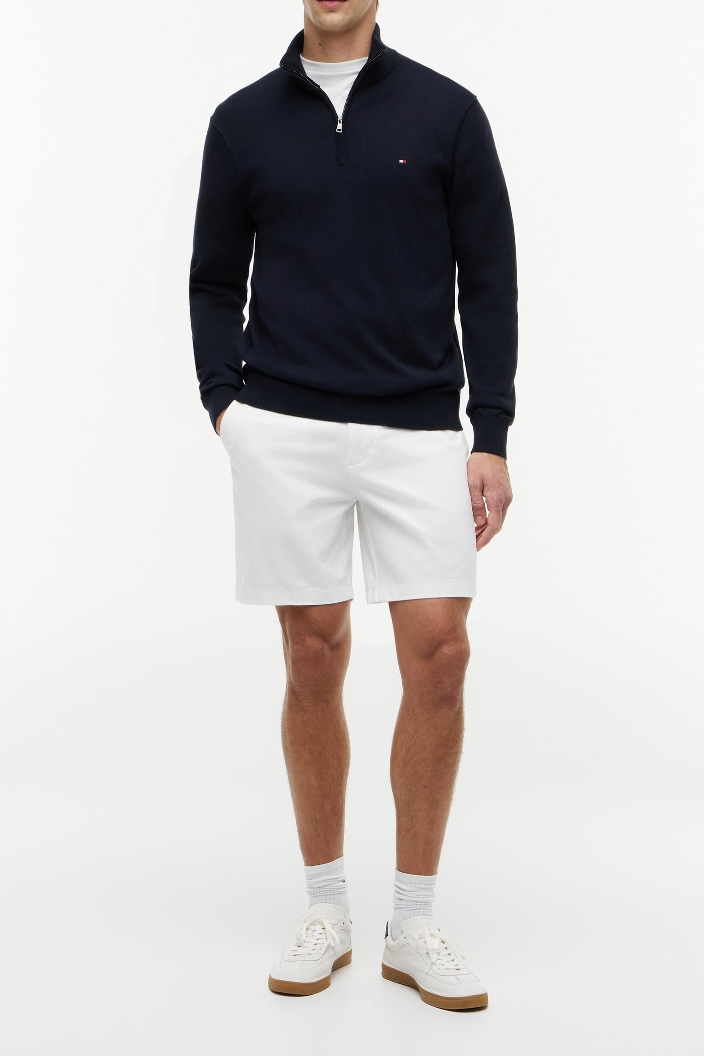 ESSENTIAL COTTON HALF ZIP NAVY BLUE 1