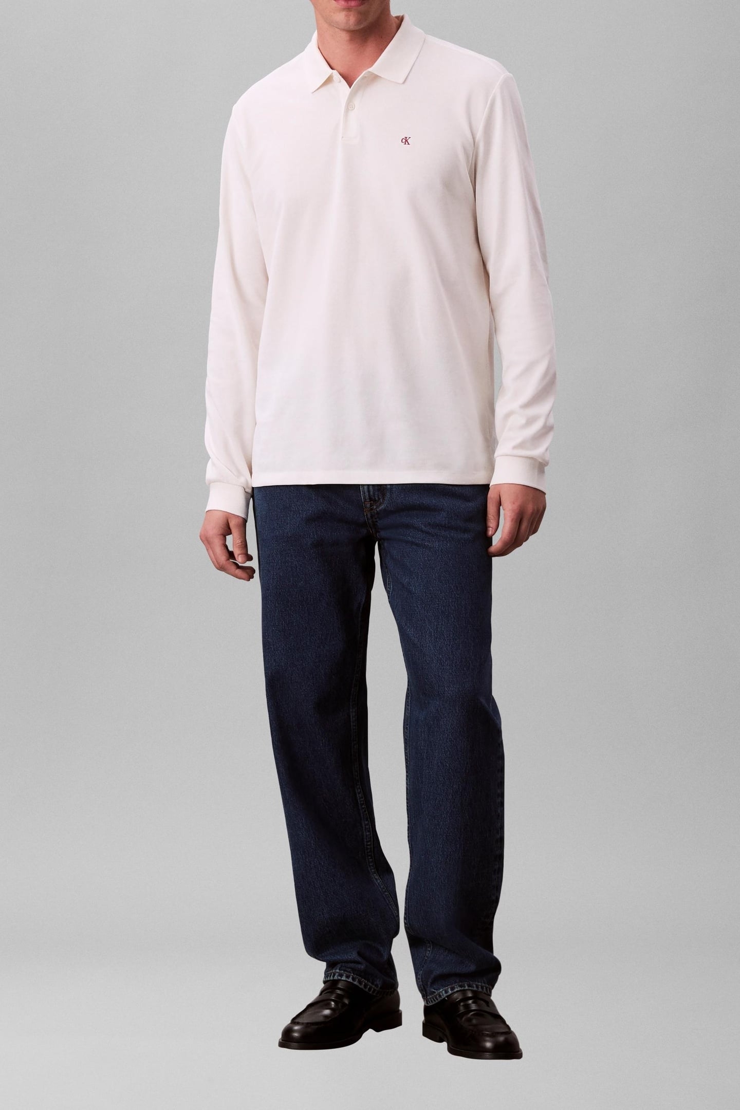 LS CASUAL PIQUE POLO WHITE GREIGE 1