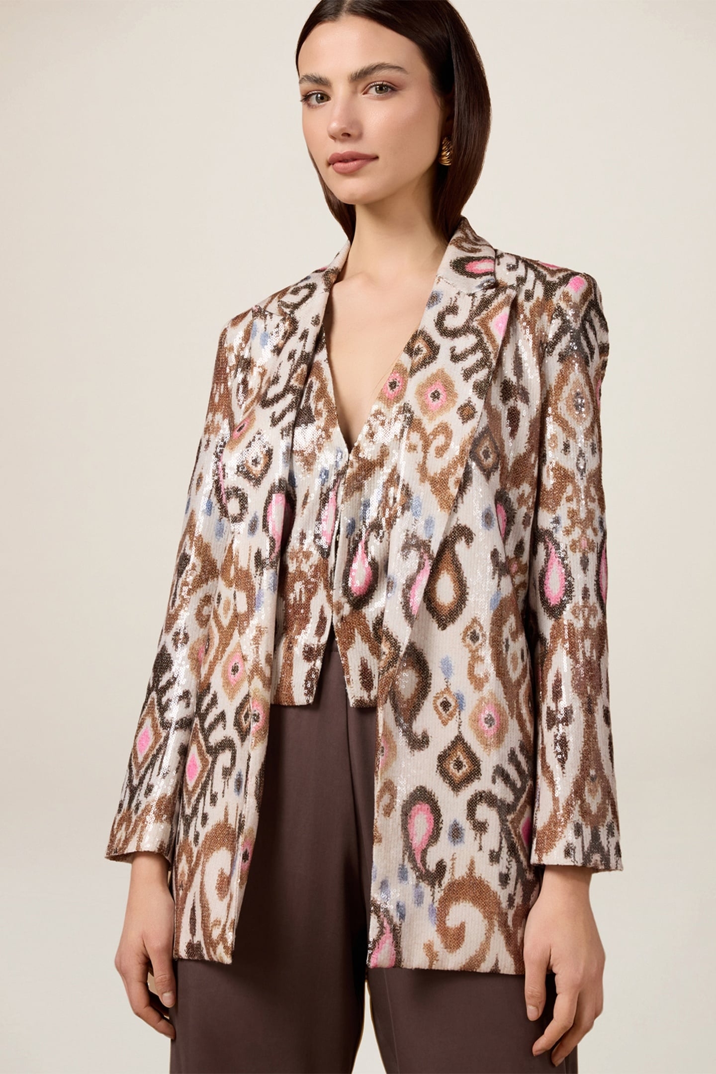 BLAZER WITH SEQUIN EMBROIDERY BEIGE 1
